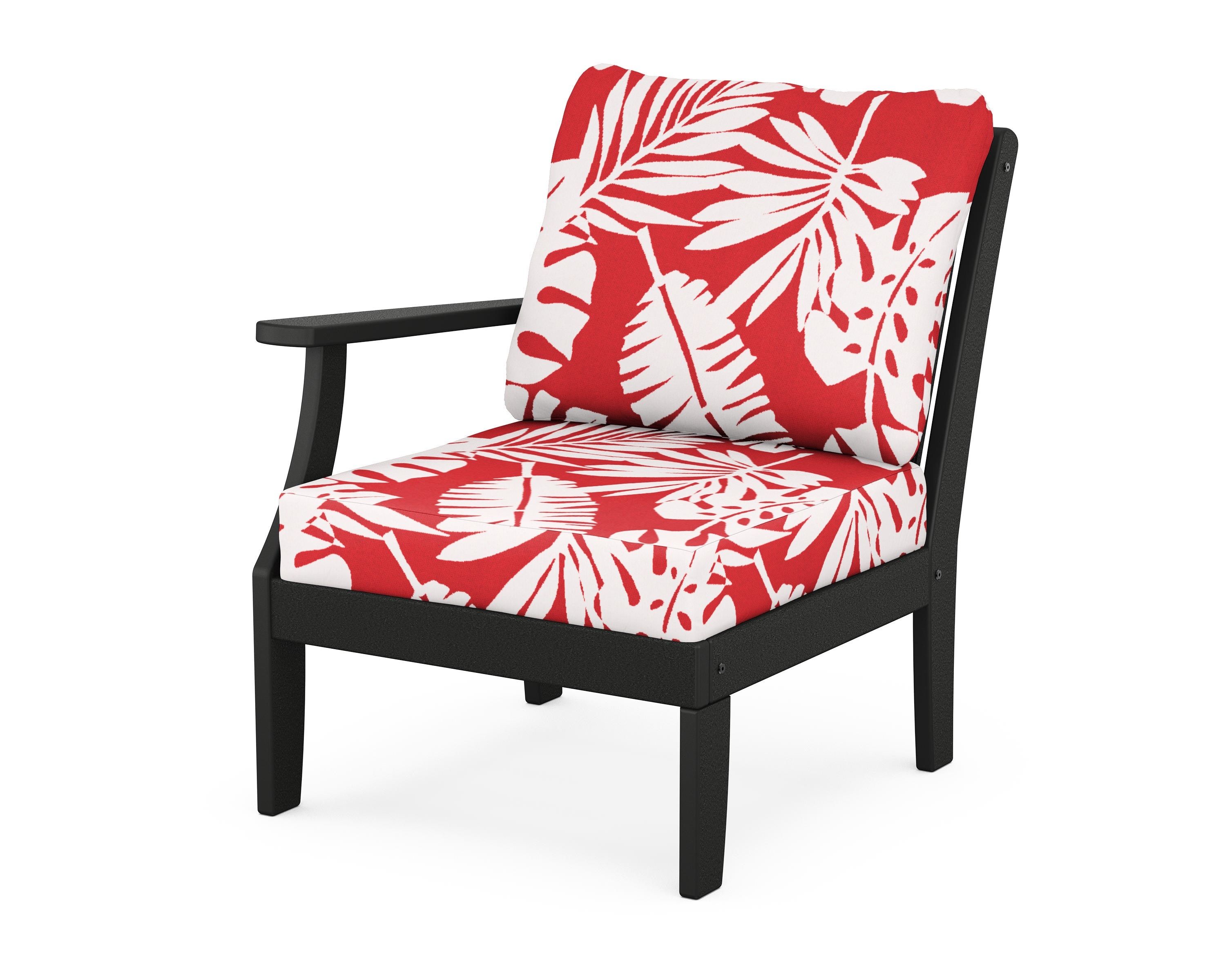 POLYWOOD® Braxton Modular Left Arm Chair in Black / Leaf Crimson