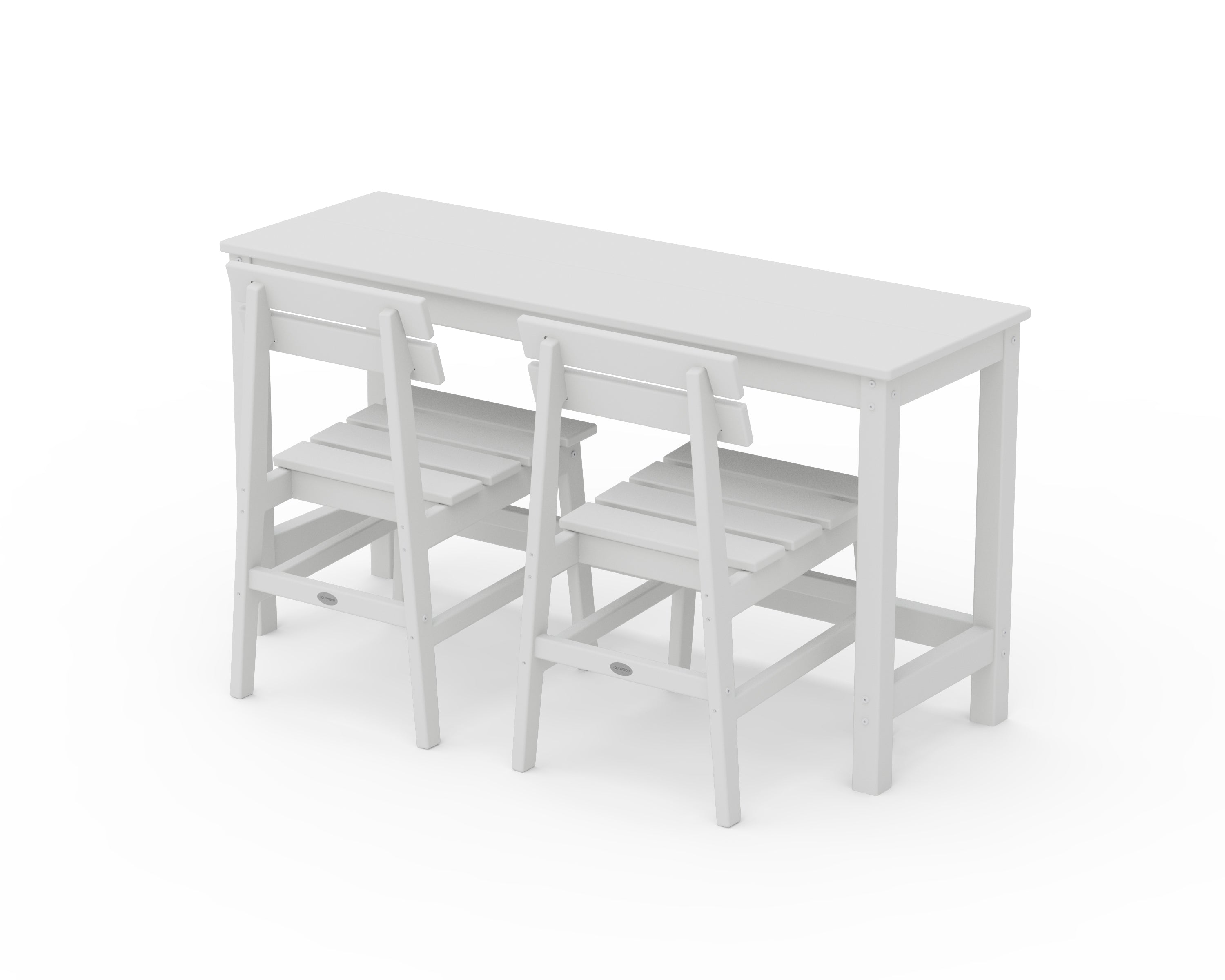 POLYWOOD® Modern Studio Plaza Chair 3-Piece Balcony Set in White
