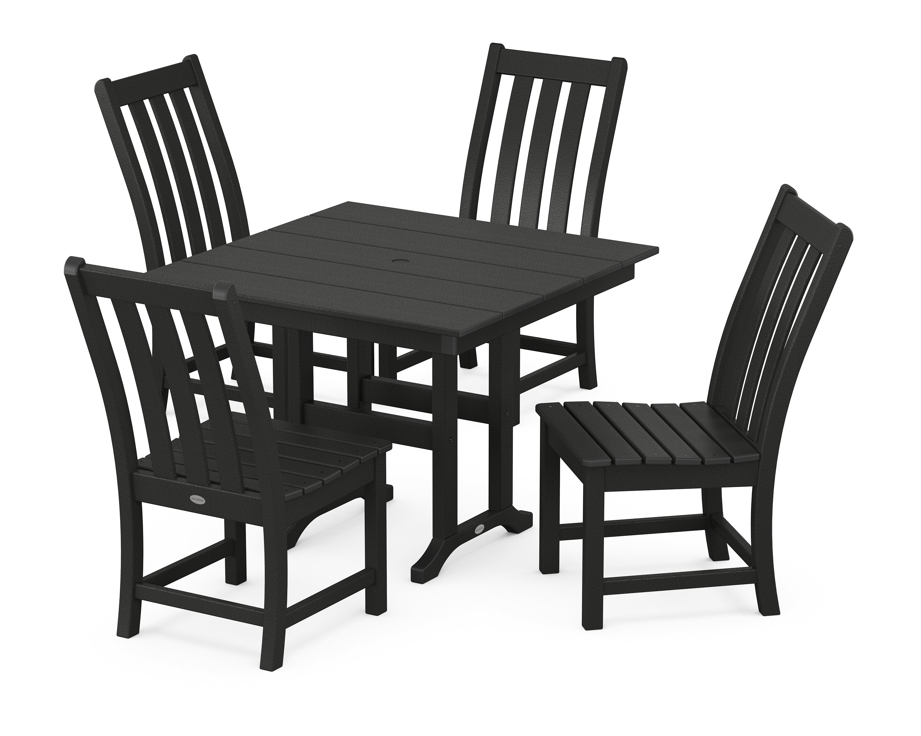 POLYWOOD® Vineyard Side Chair 5-Piece Farmhouse Dining Set in Black