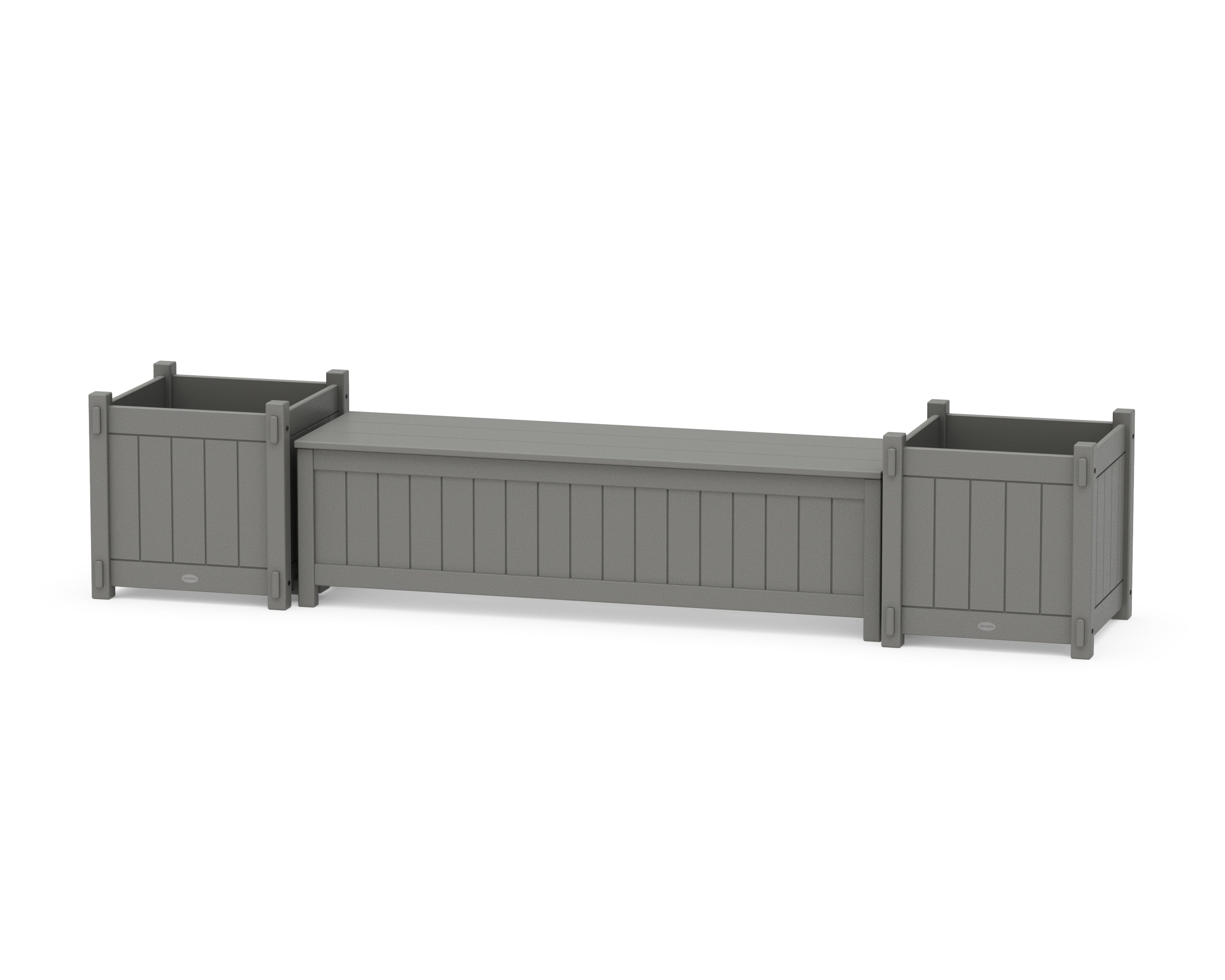 POLYWOOD® 60" Vineyard Straight Planter Storage Bench Set- Large in Slate Grey