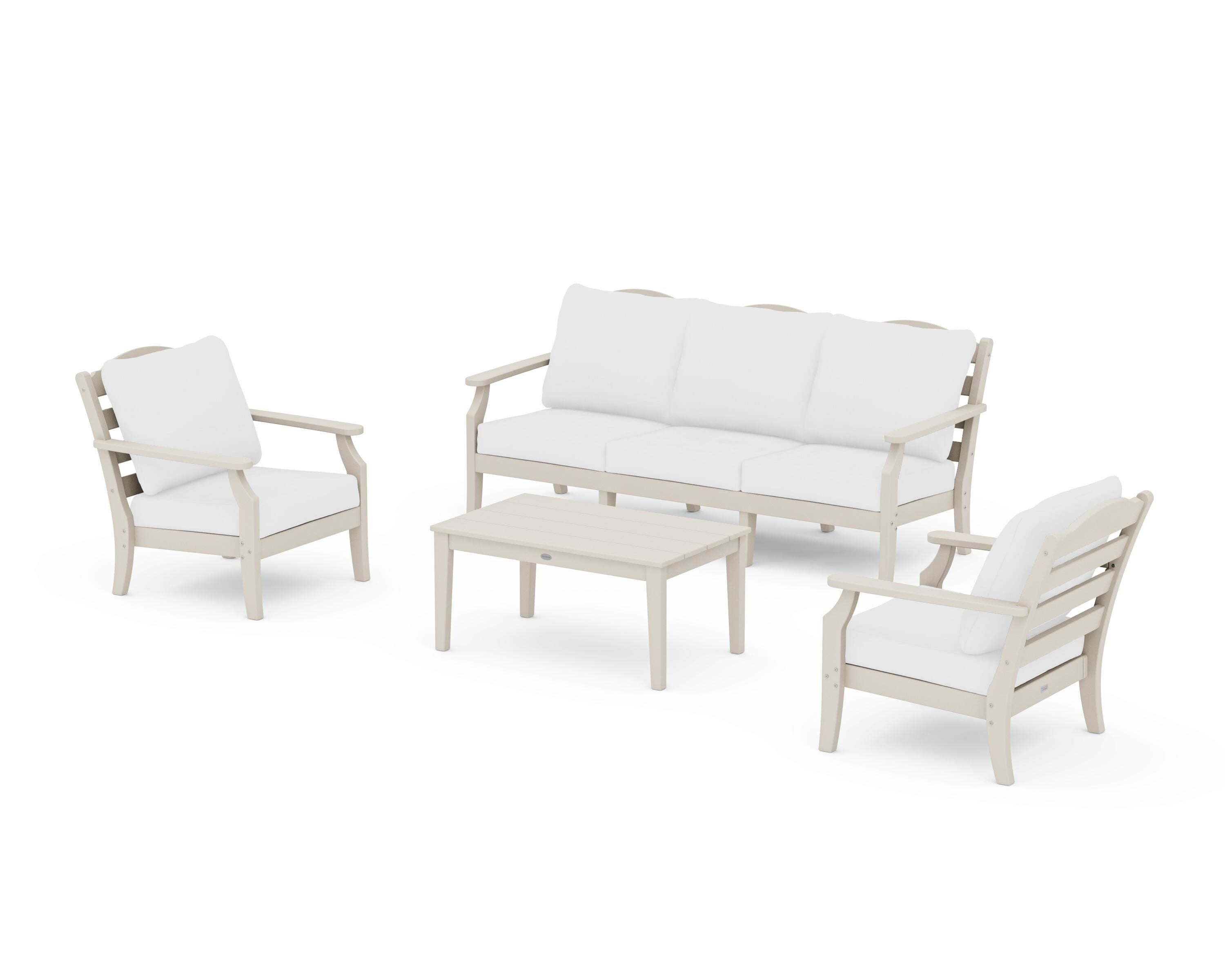 Draper James™ by POLYWOOD® Savannah 4-Piece Deep Seating Set with Sofa in Sand / Natural