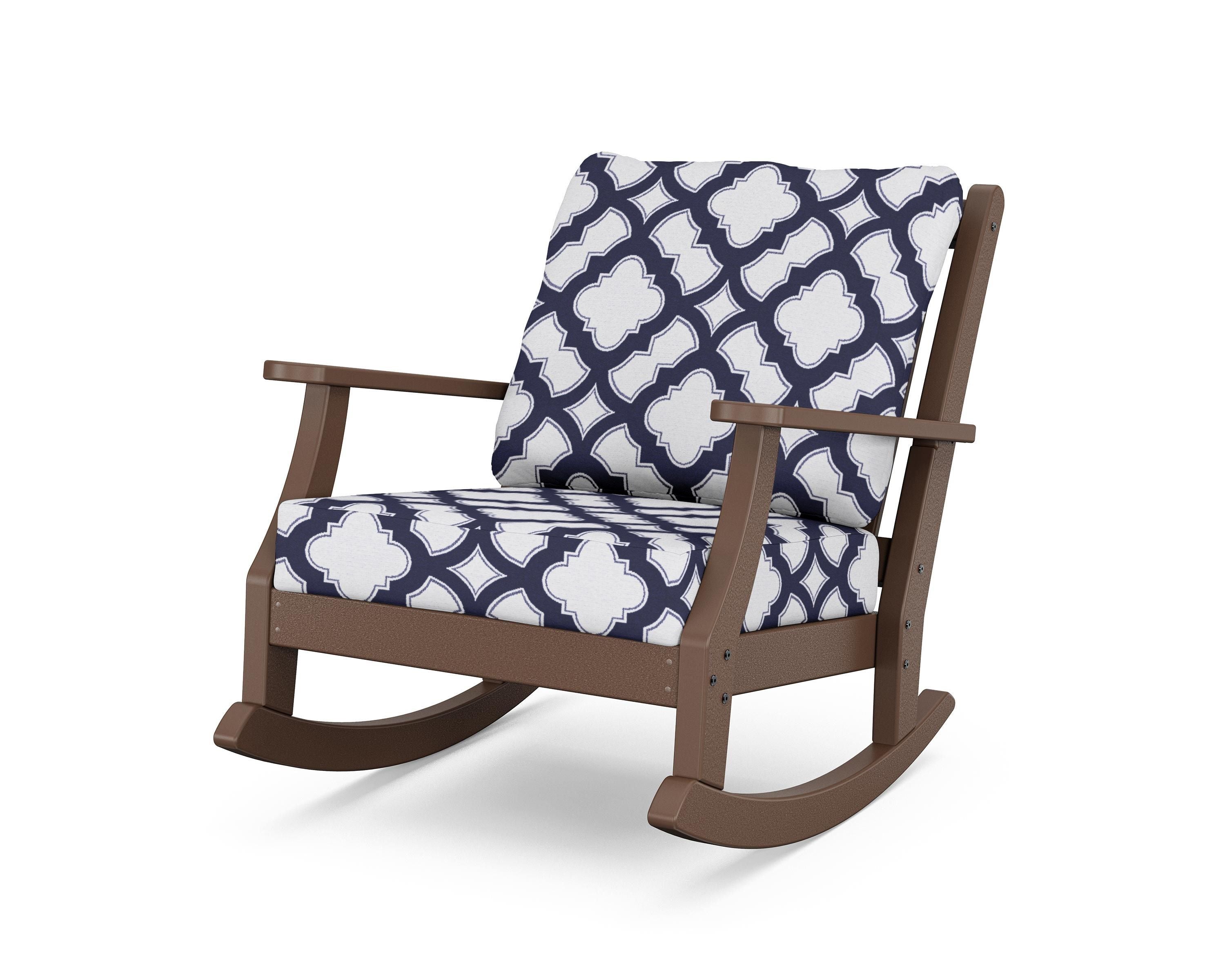 Country Living Wovendale Deep Seating Rocking Chair in Mahogany / Trellis Navy