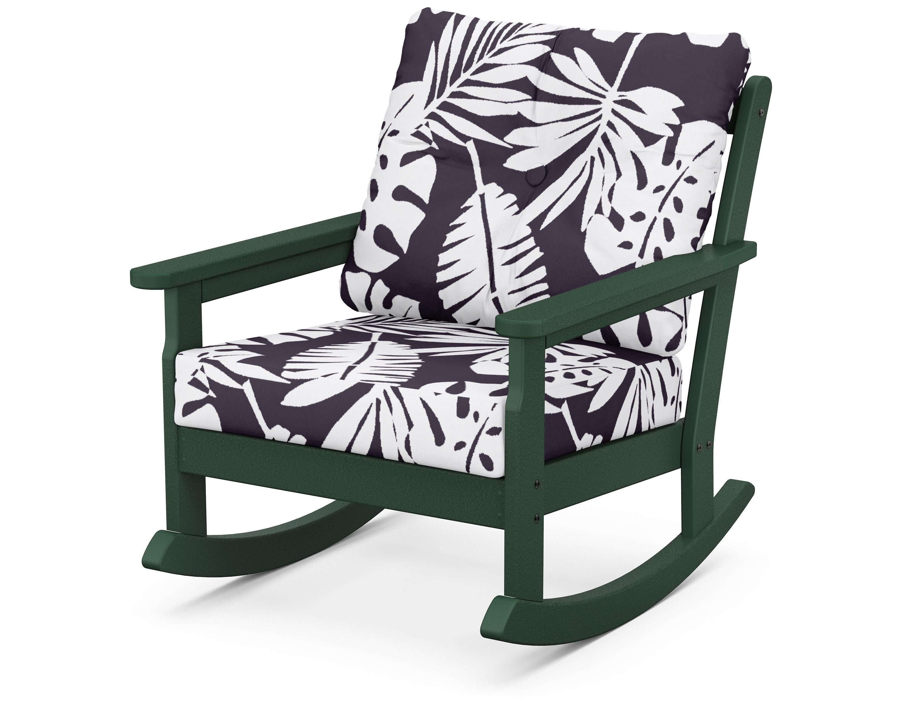 POLYWOOD® Vineyard Deep Seating Rocking Chair in Green / Leaf Navy