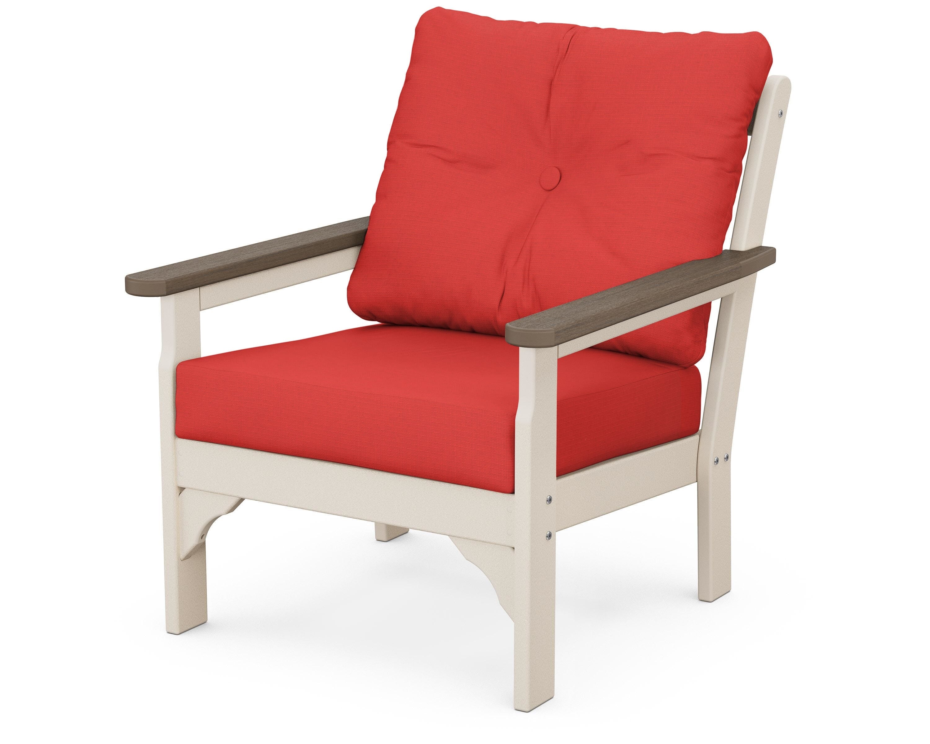 POLYWOOD® Vineyard Deep Seating Chair in Sand / Kona / Crimson Linen