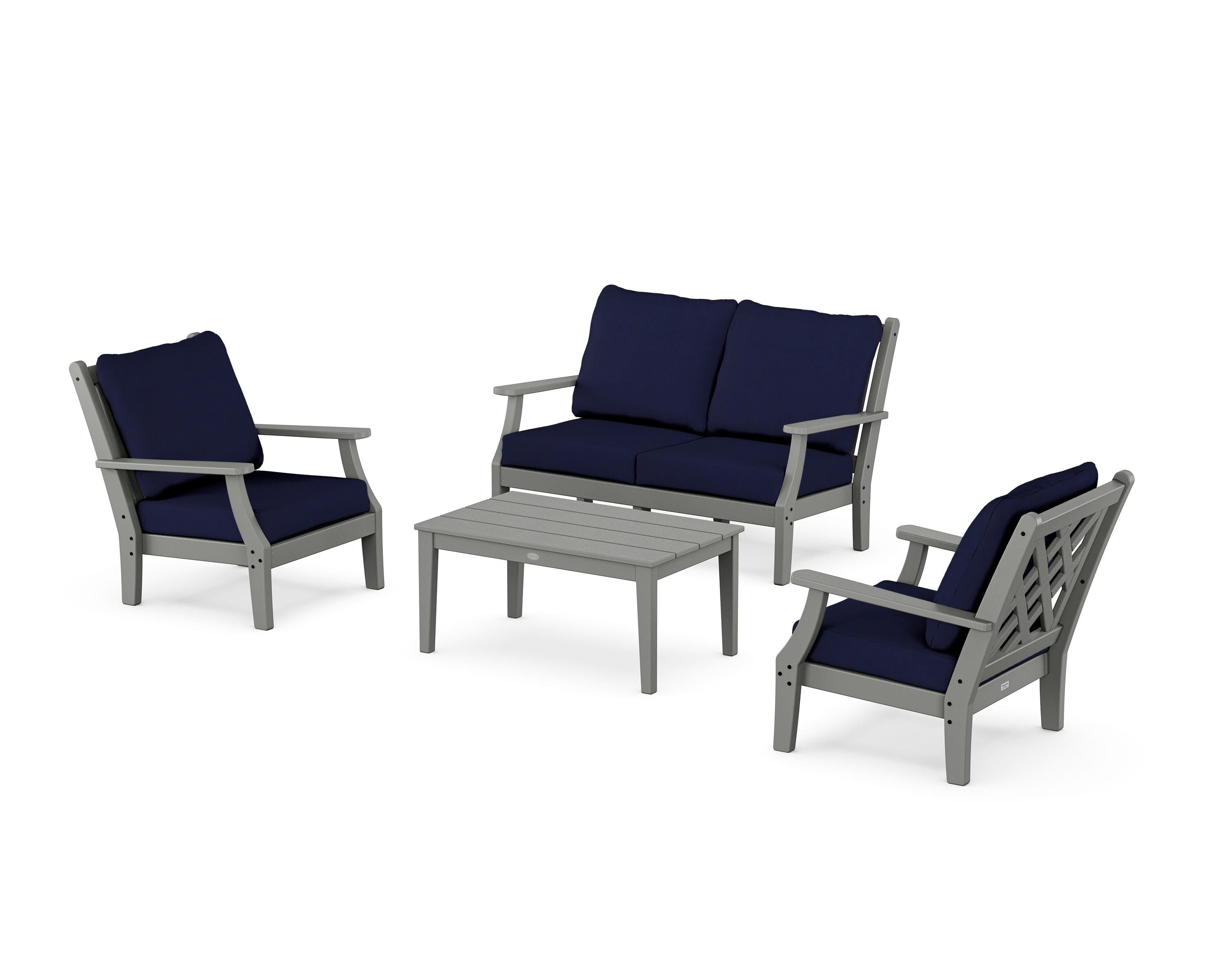 Country Living Wovendale 4-Piece Deep Seating Set with Loveseat in Slate Grey / Navy