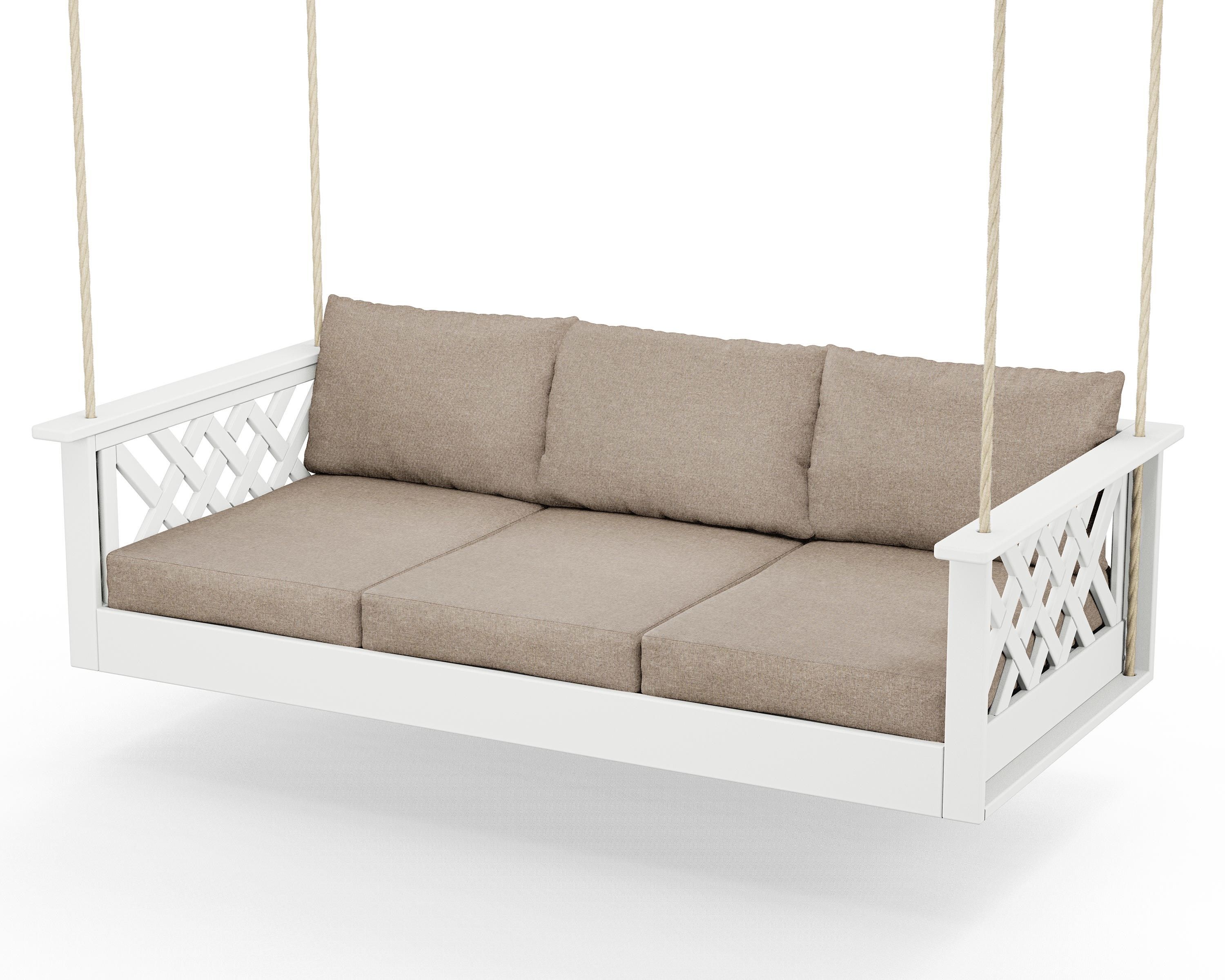 Country Living Wovendale Daybed Swing in White / Spiced Burlap