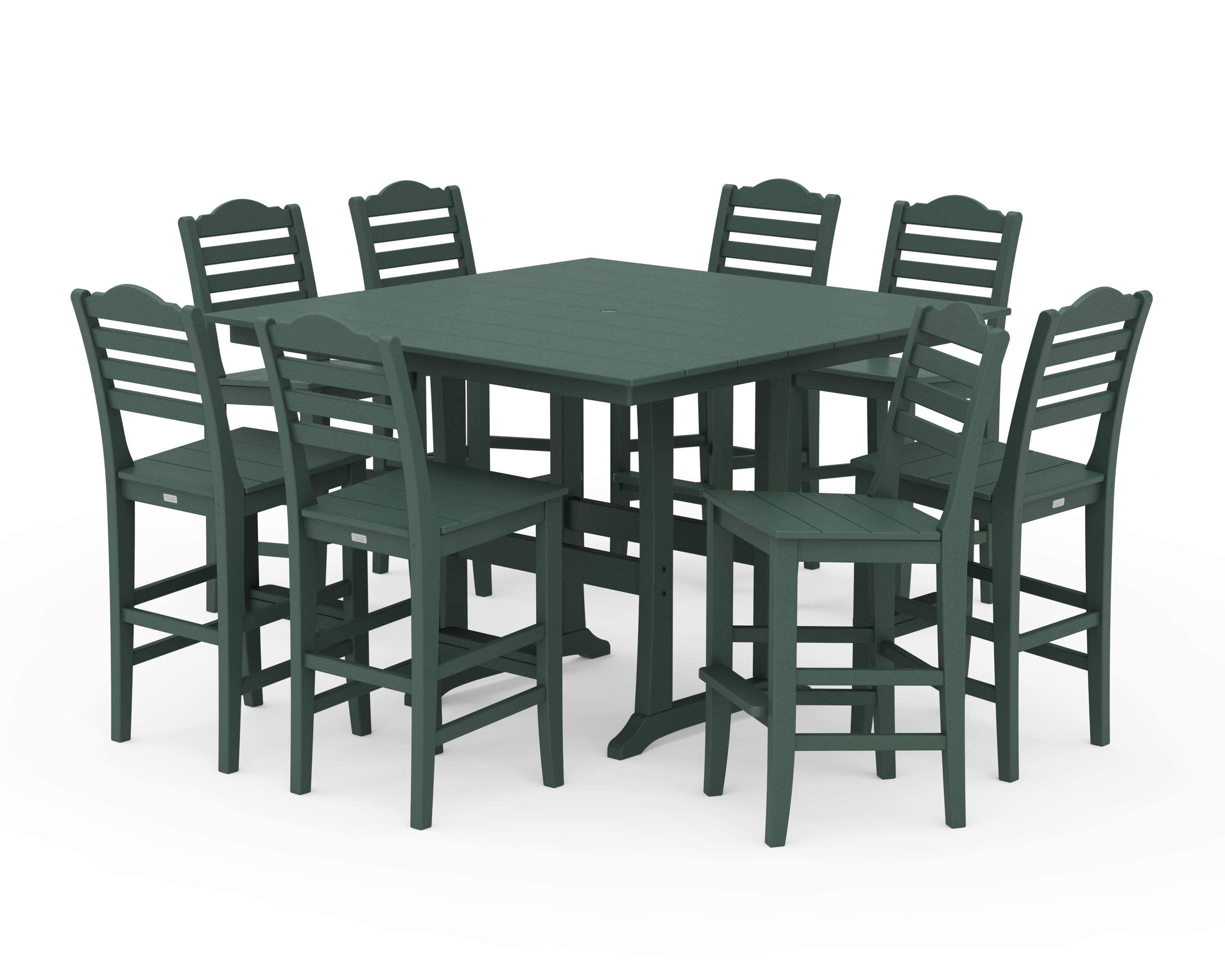 Draper James™ by POLYWOOD® Savannah Side Chair 9-Piece Square Farmhouse Bar Set with Trestle Legs in Green