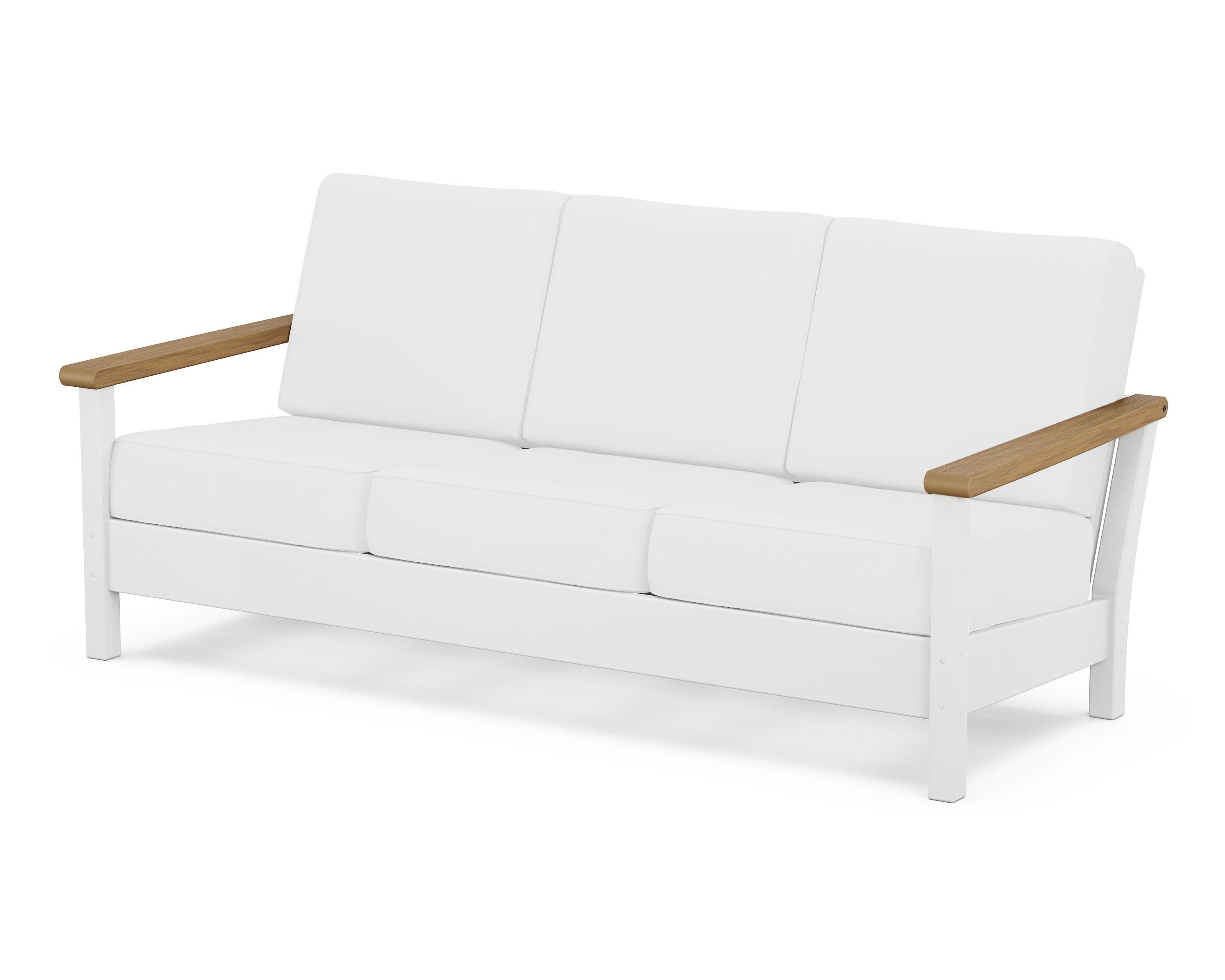 POLYWOOD® Harbour Deep Seating Sofa in White / Natural / Natural