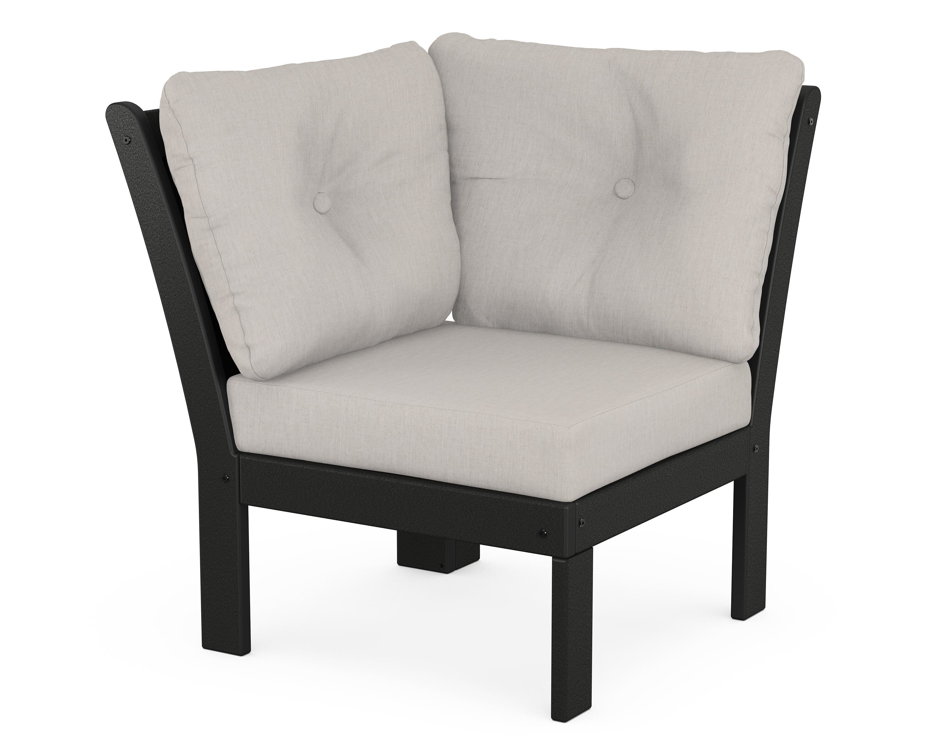 POLYWOOD® Vineyard Modular Corner Chair in Black / Cast Ash