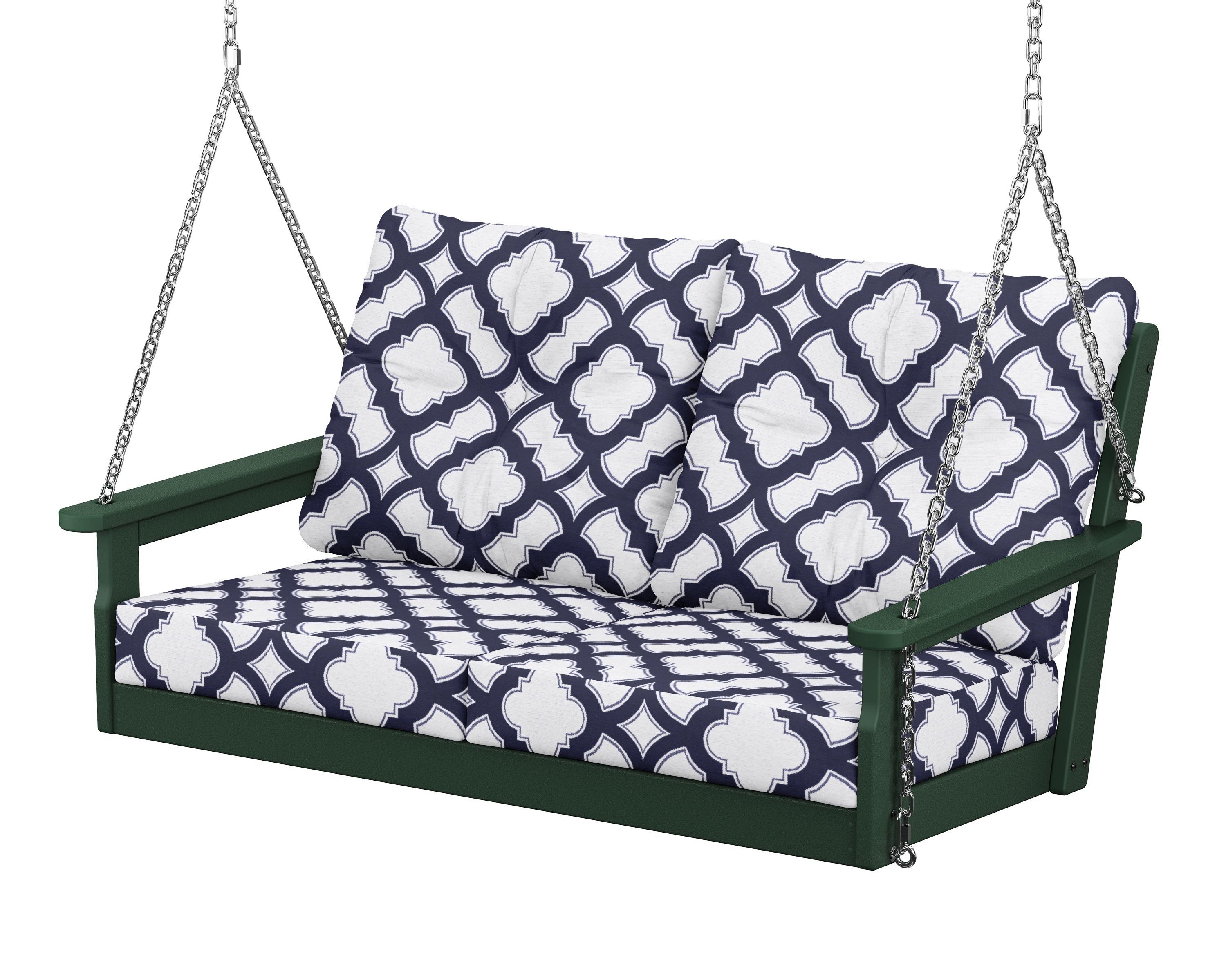 POLYWOOD® Vineyard Deep Seating Swing in Green / Trellis Navy