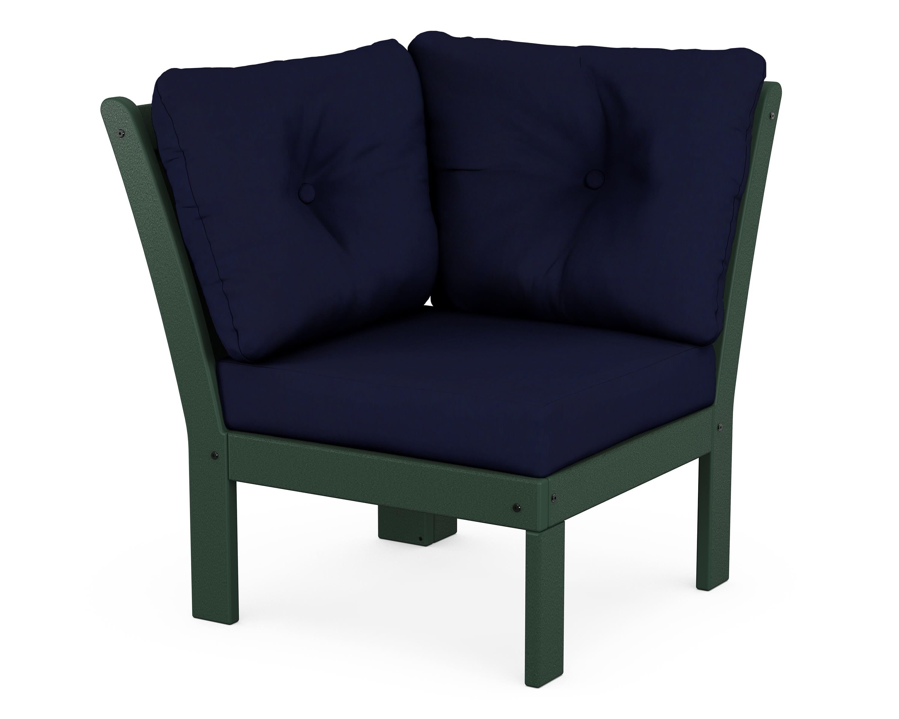 POLYWOOD® Vineyard Modular Corner Chair in Green / Navy