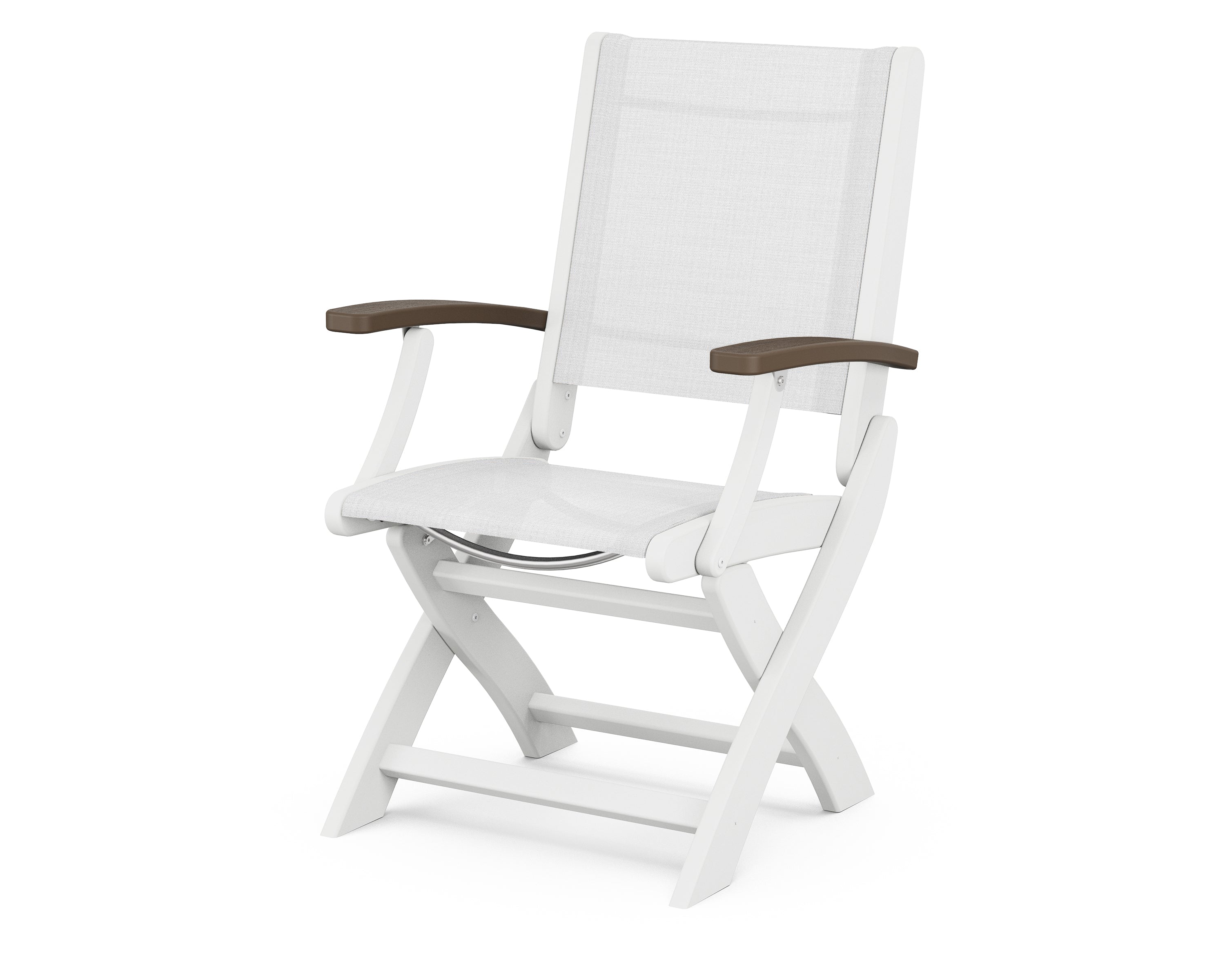 POLYWOOD® Coastal Folding Chair in White / Kona / White Sling