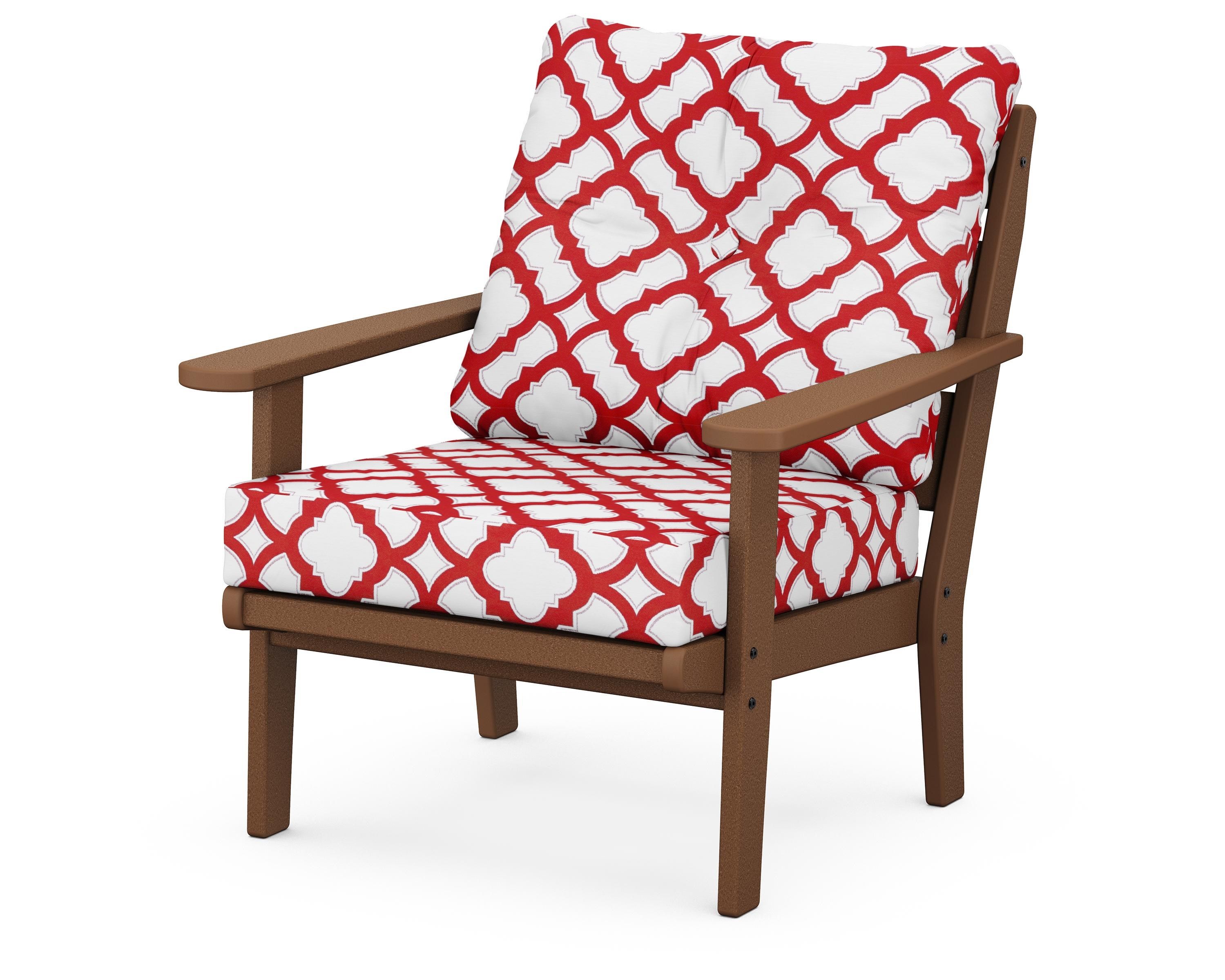 POLYWOOD® Lakeside Deep Seating Chair in Teak / Trellis Crimson