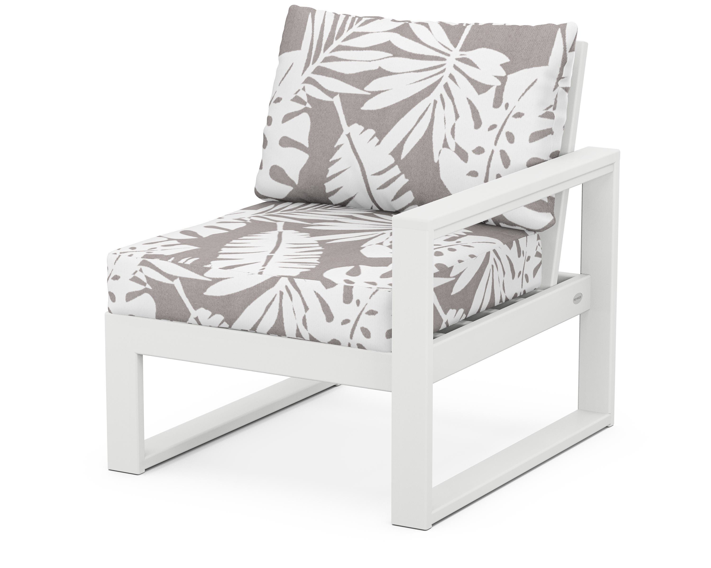 POLYWOOD® EDGE Modular Right Arm Chair in White / Leaf Grey Mist