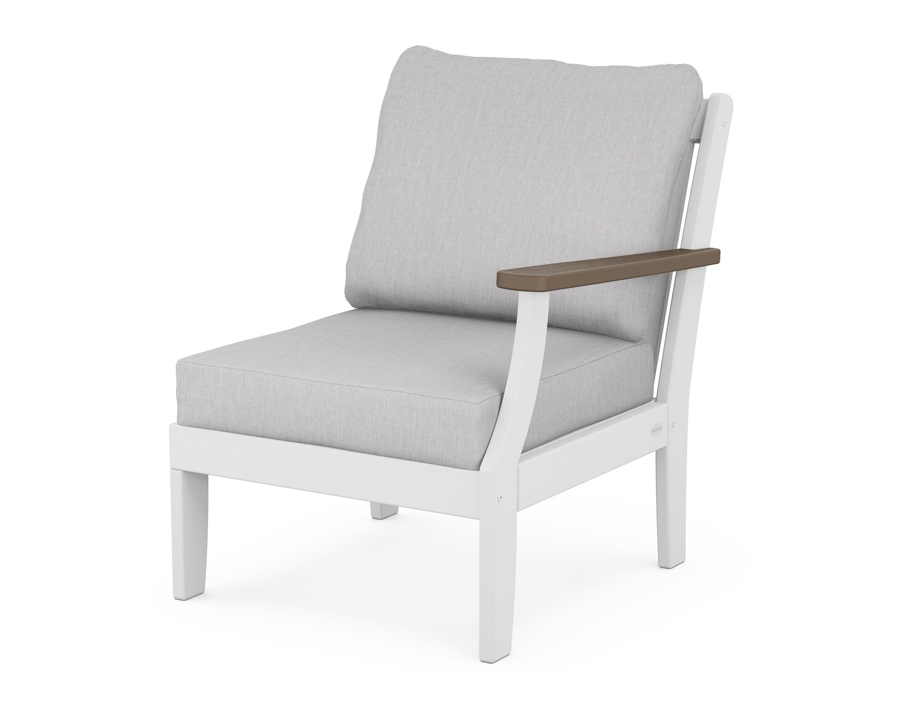 POLYWOOD® Braxton Modular Right Arm Chair in White / Kona / Granite