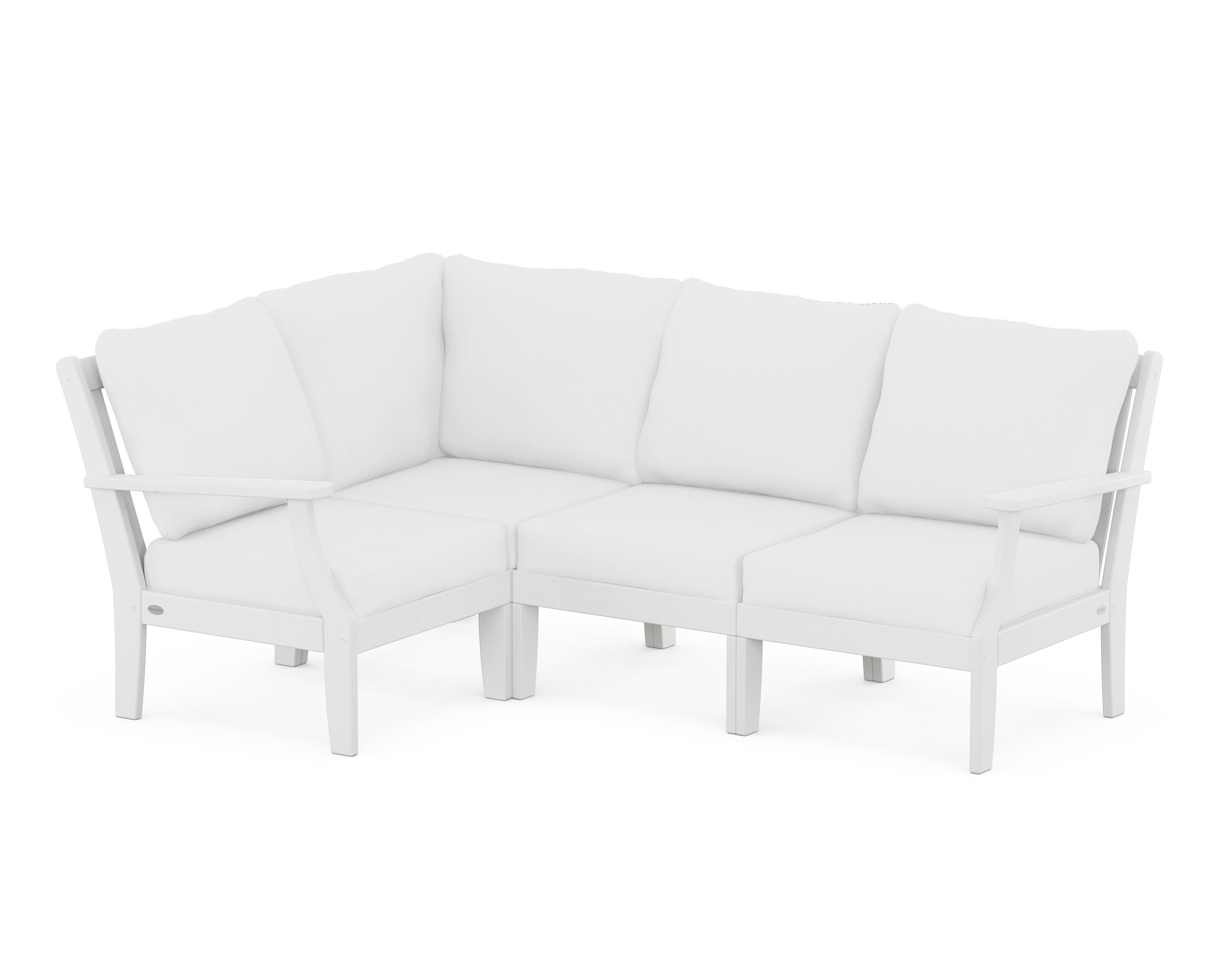 POLYWOOD® Braxton Modular 4-Piece Deep Seating Set in White / Natural