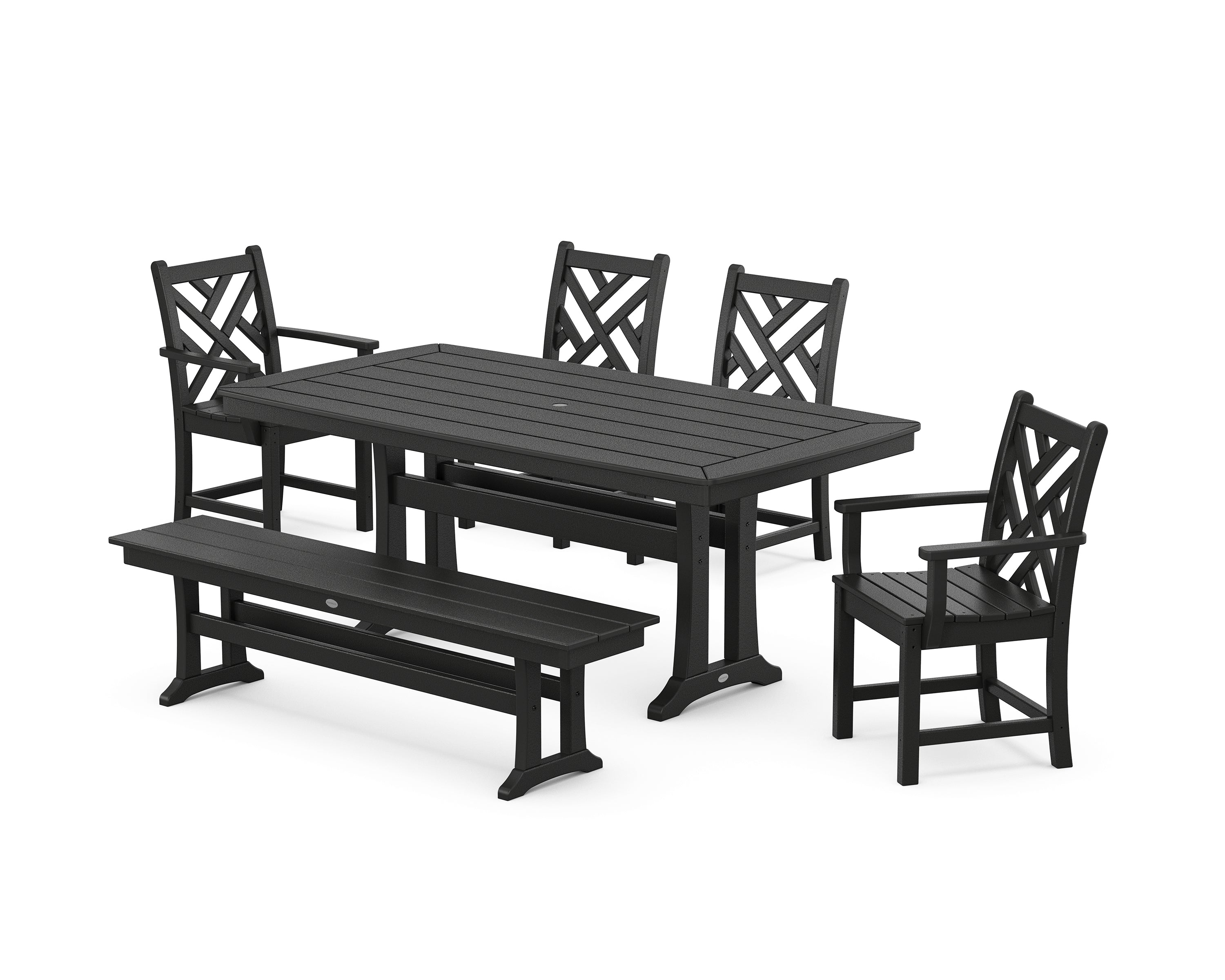 POLYWOOD® Chippendale 6-Piece Dining Set with Trestle Legs in Black