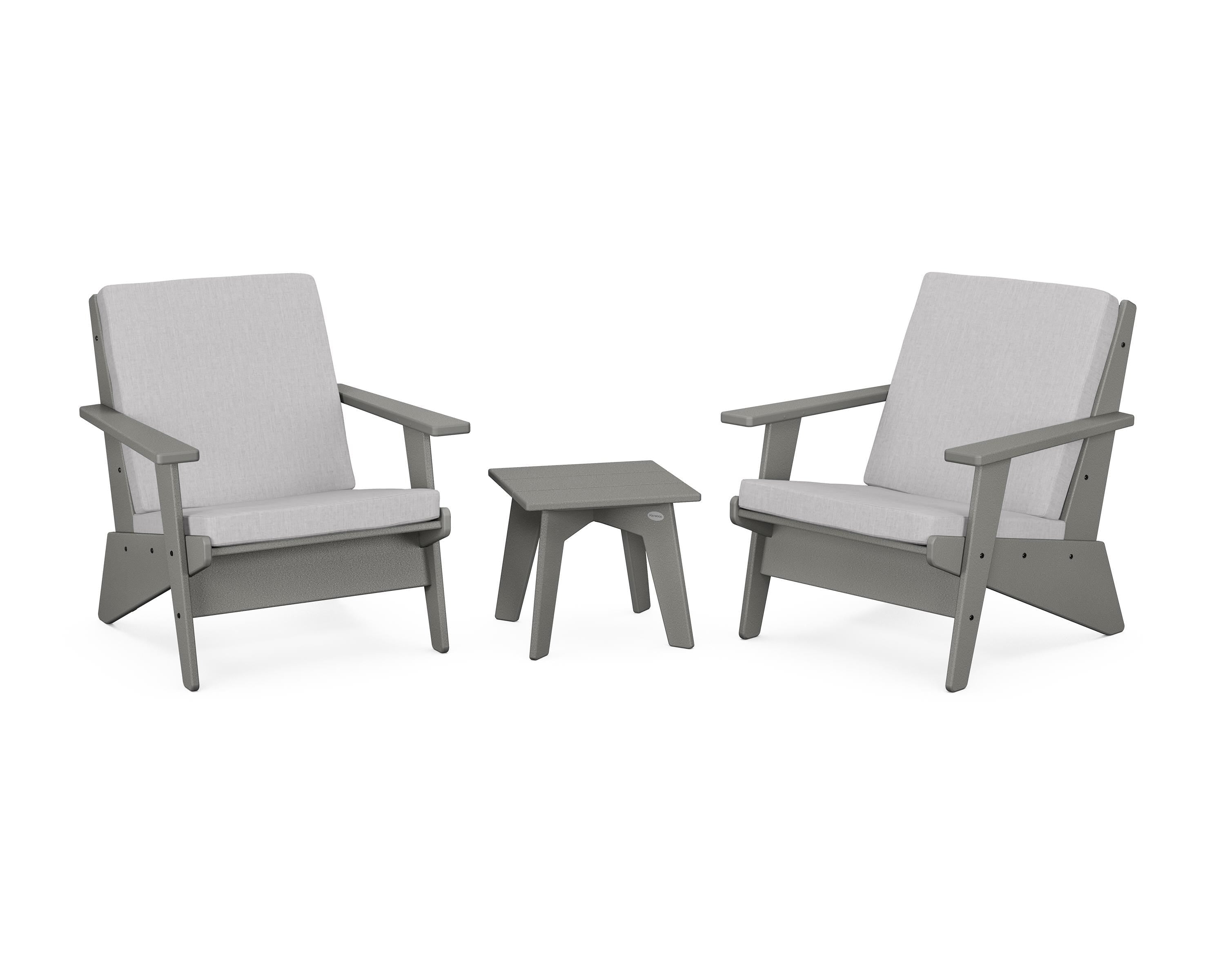 POLYWOOD® Riviera Modern Lounge 3-Piece Set in Slate Grey / Granite