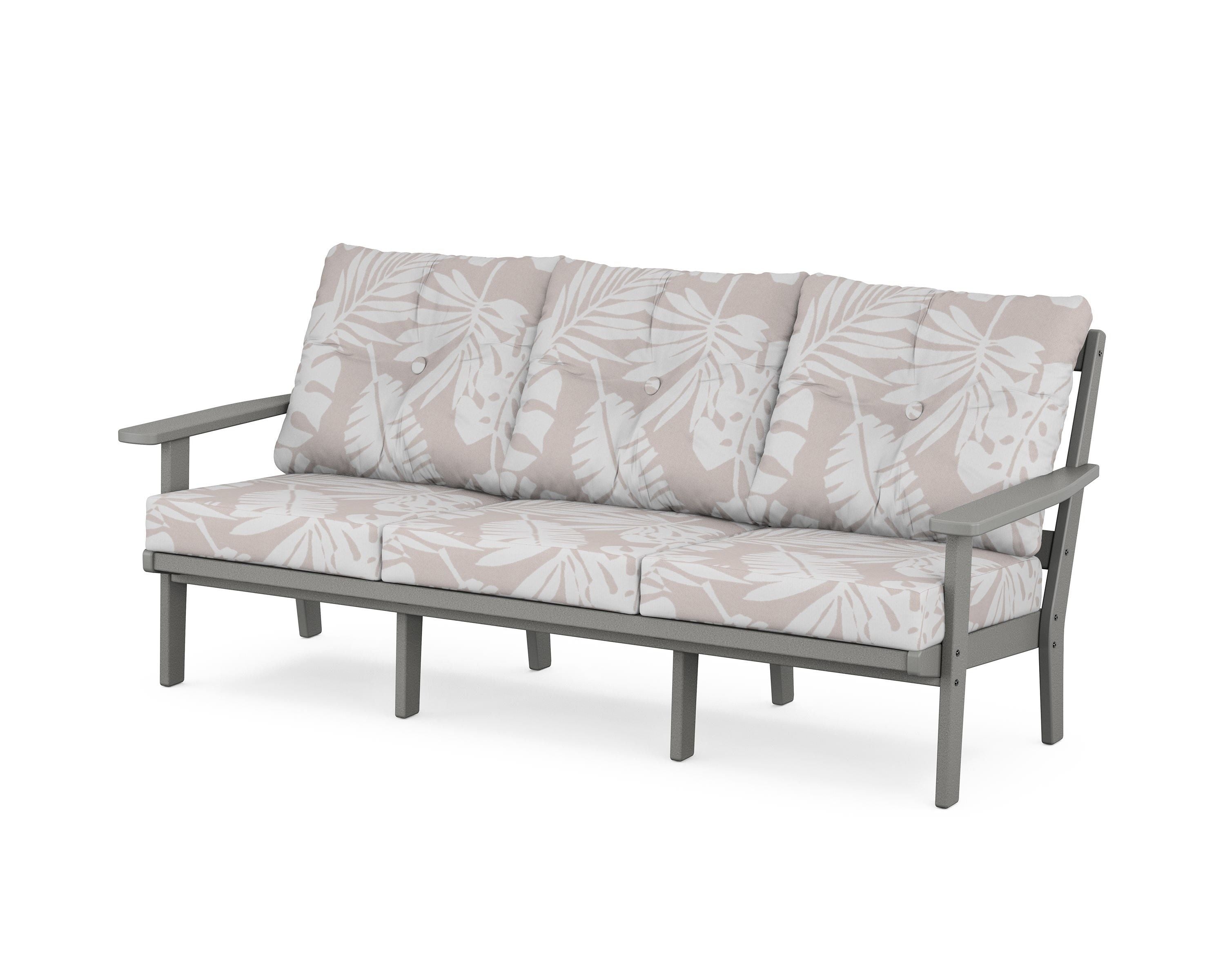 POLYWOOD® Prairie Deep Seating Sofa in Slate Grey / Leaf Dune Burlap