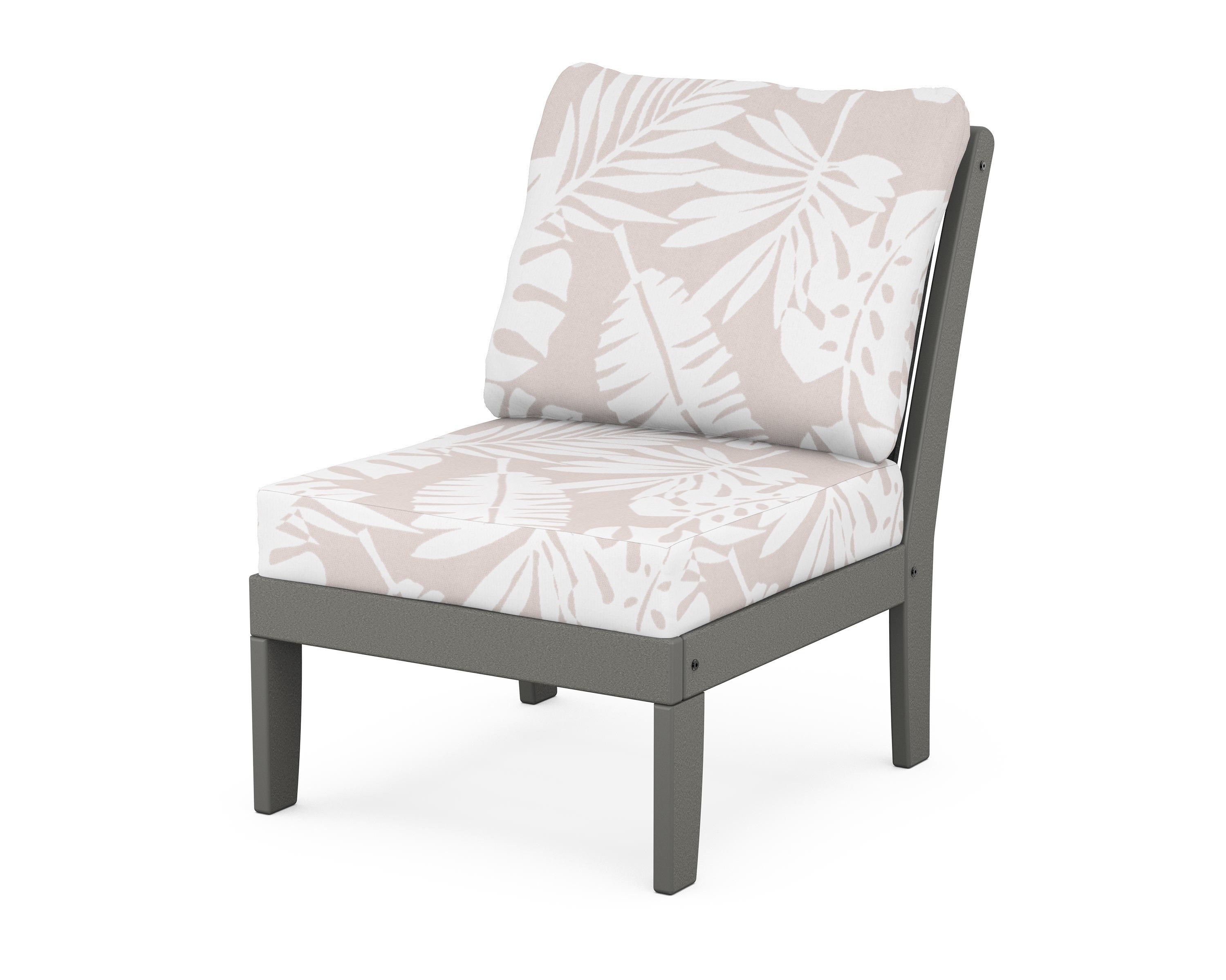 POLYWOOD® Braxton Modular Armless Chair in Slate Grey / Leaf Dune Burlap