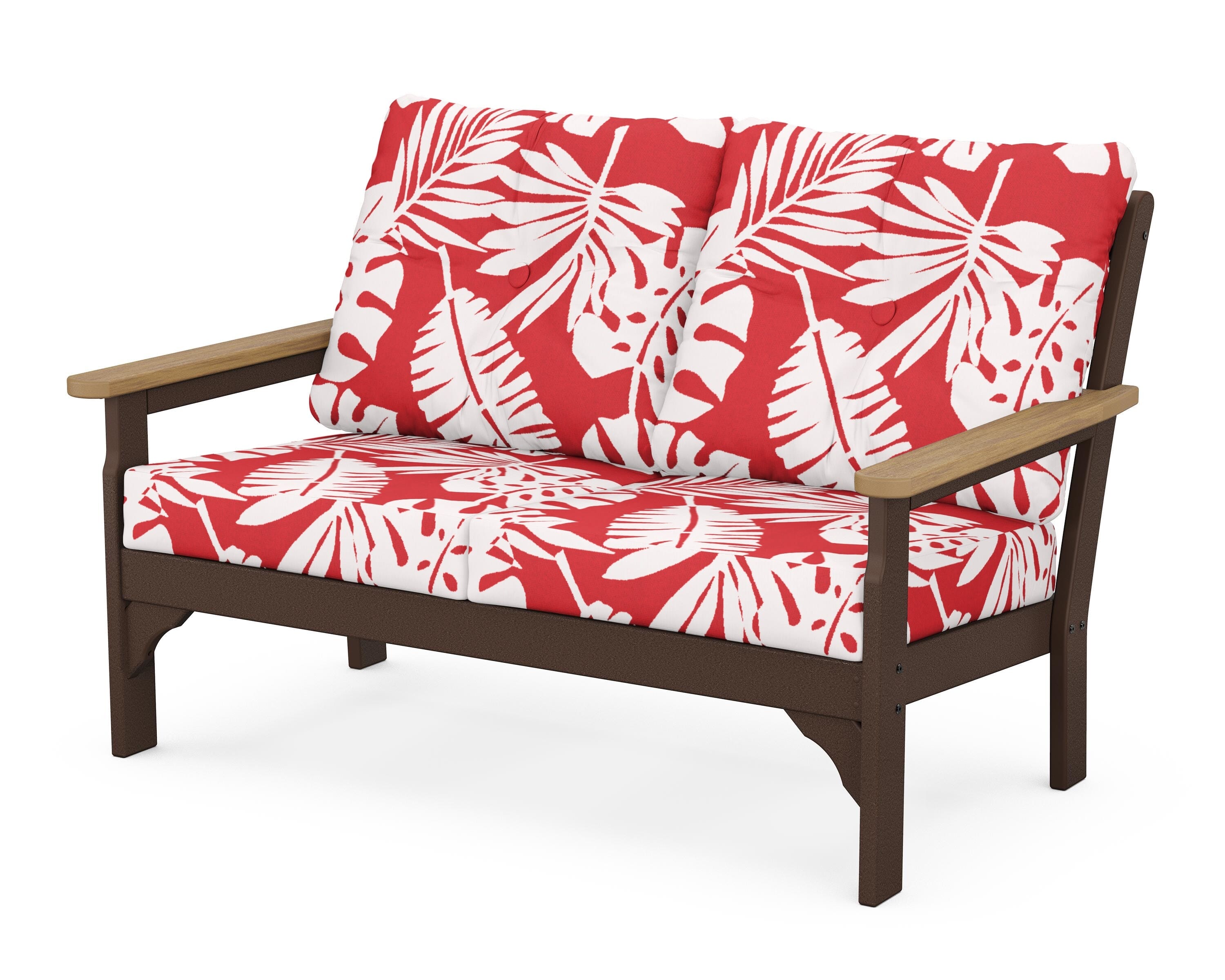 POLYWOOD® Vineyard Deep Seating Loveseat in Mahogany / Natural / Leaf Crimson