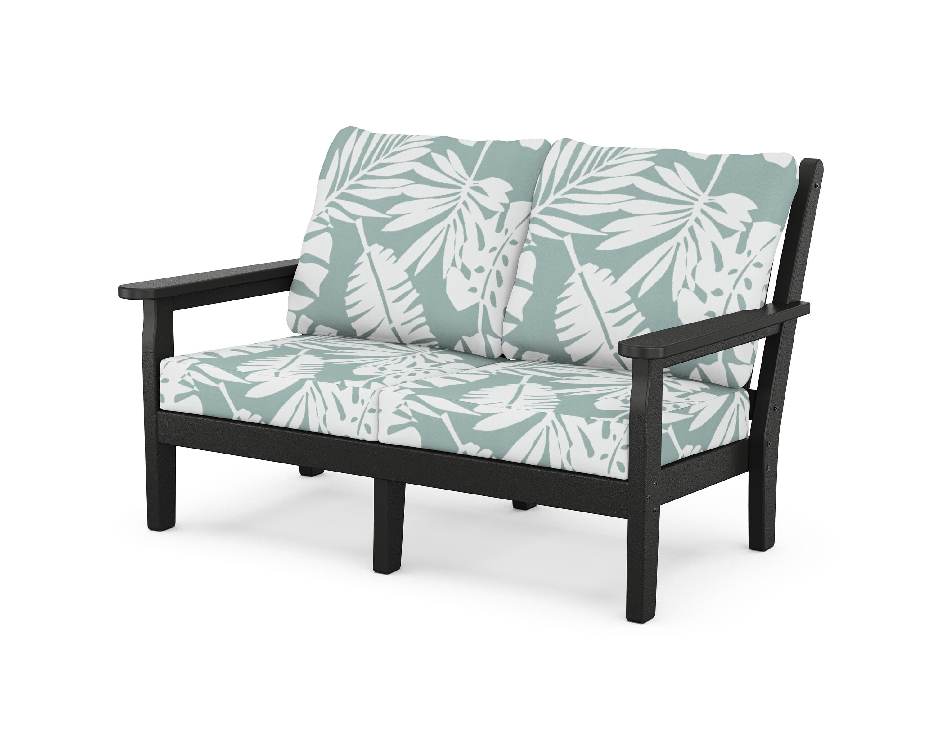 POLYWOOD® Chippendale Deep Seating Loveseat in Black / Leaf Glacier Spa