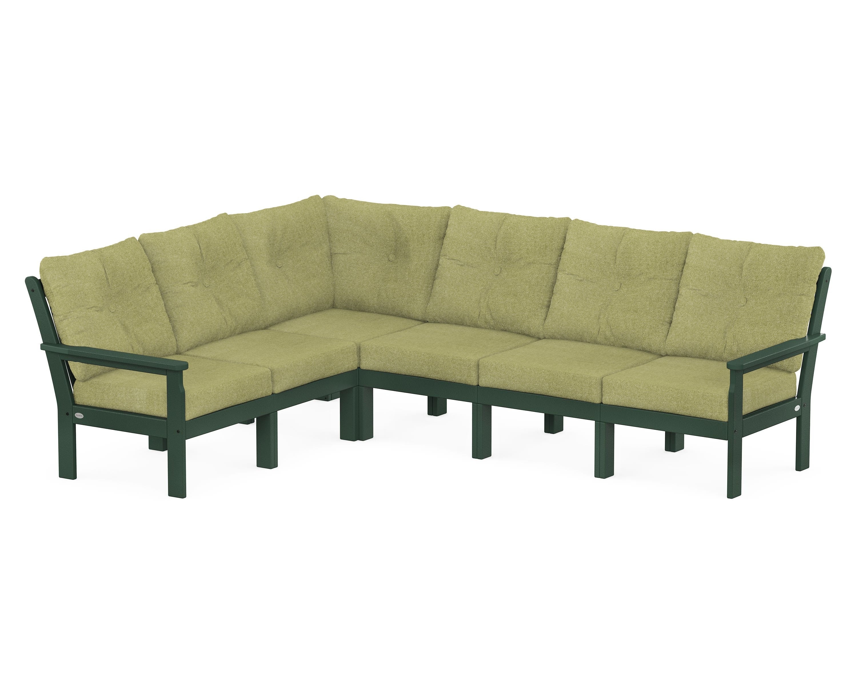 POLYWOOD® Vineyard 6-Piece Sectional in Green / Chartreuse Boucle