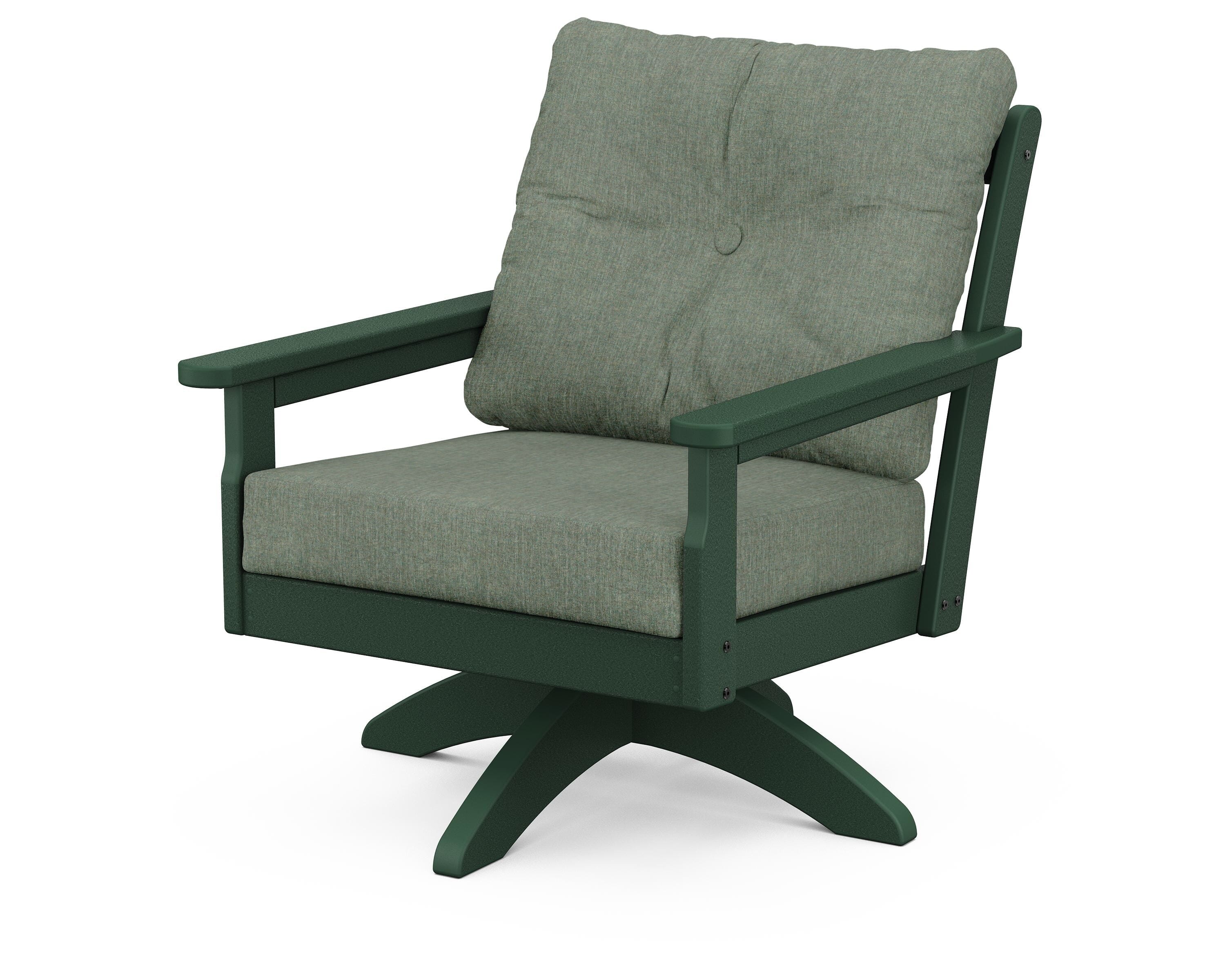 POLYWOOD® Vineyard Deep Seating Swivel Chair in Green / Cast Sage