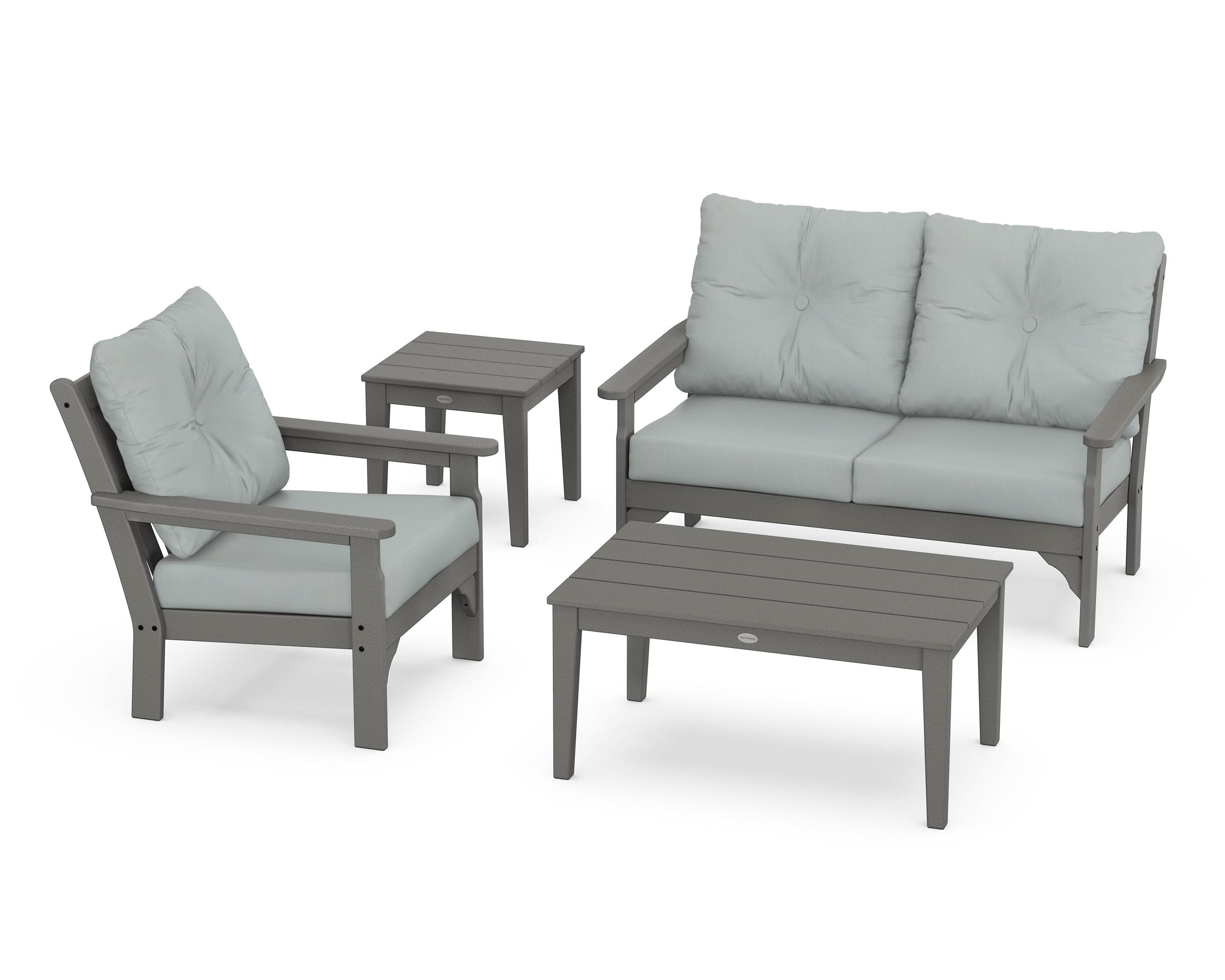 POLYWOOD® Vineyard 4-Piece Deep Seating Set in Slate Grey / Spa