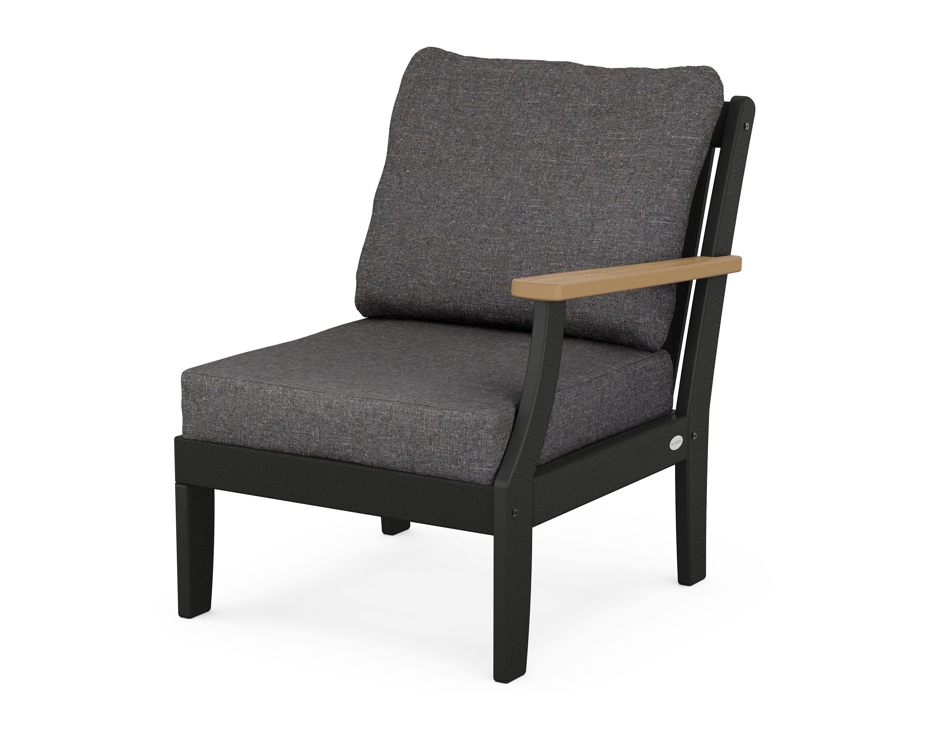 POLYWOOD® Braxton Modular Right Arm Chair in Black / Natural / Ash Charcoal