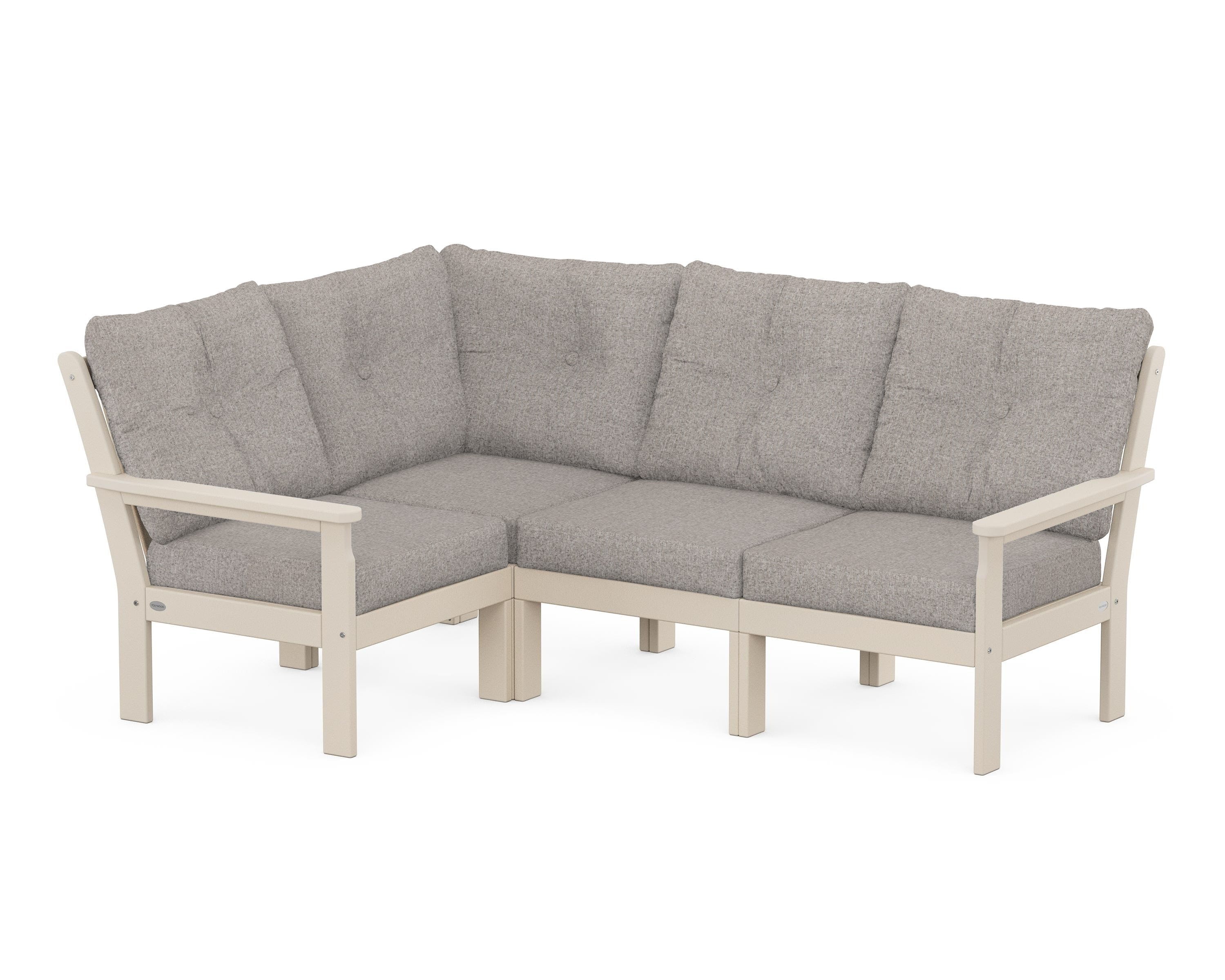 POLYWOOD® Vineyard 4-Piece Sectional in Sand / Weathered Tweed
