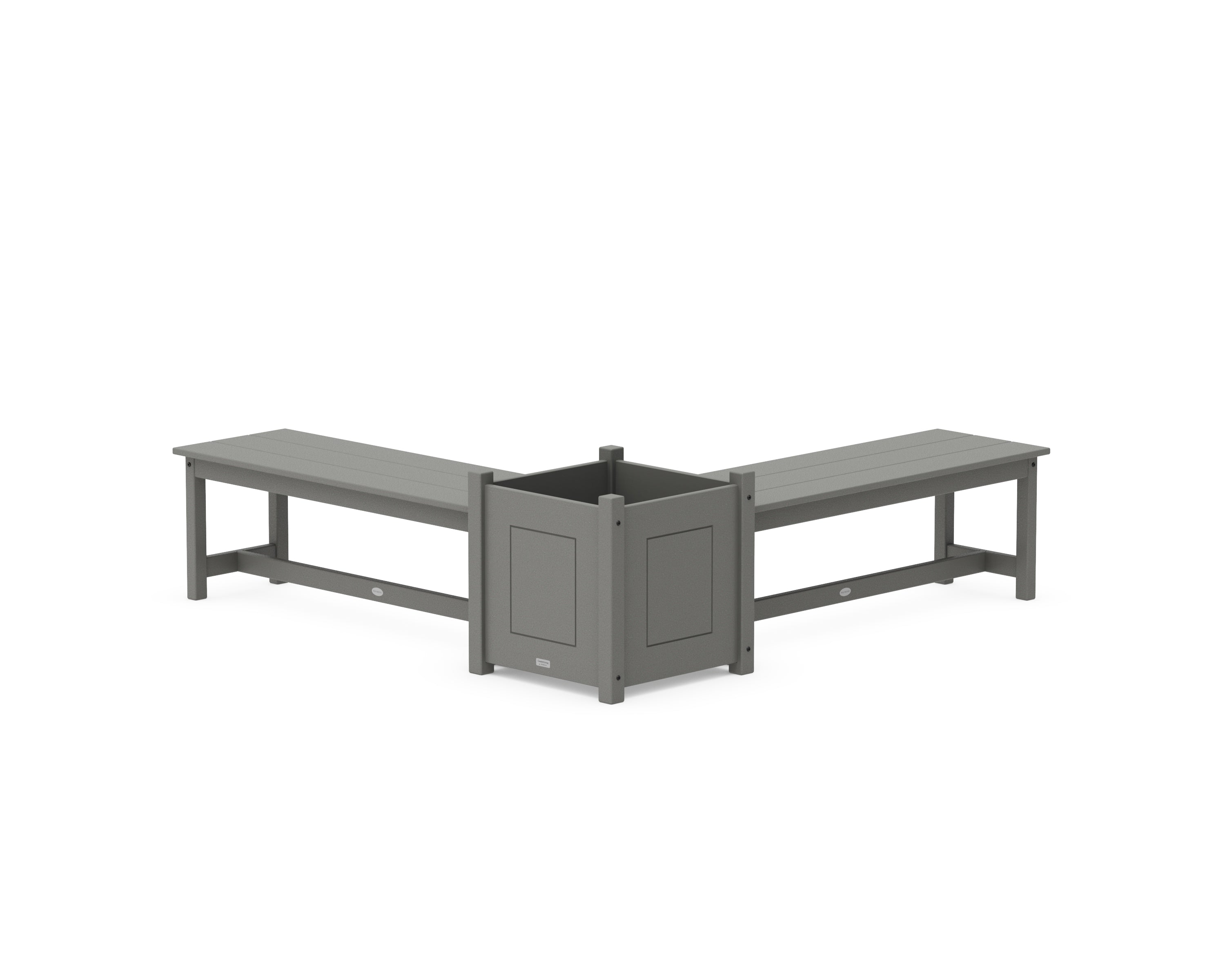 POLYWOOD® 48" Country Living L- Shaped Planter Bench Set- Large in Slate Grey