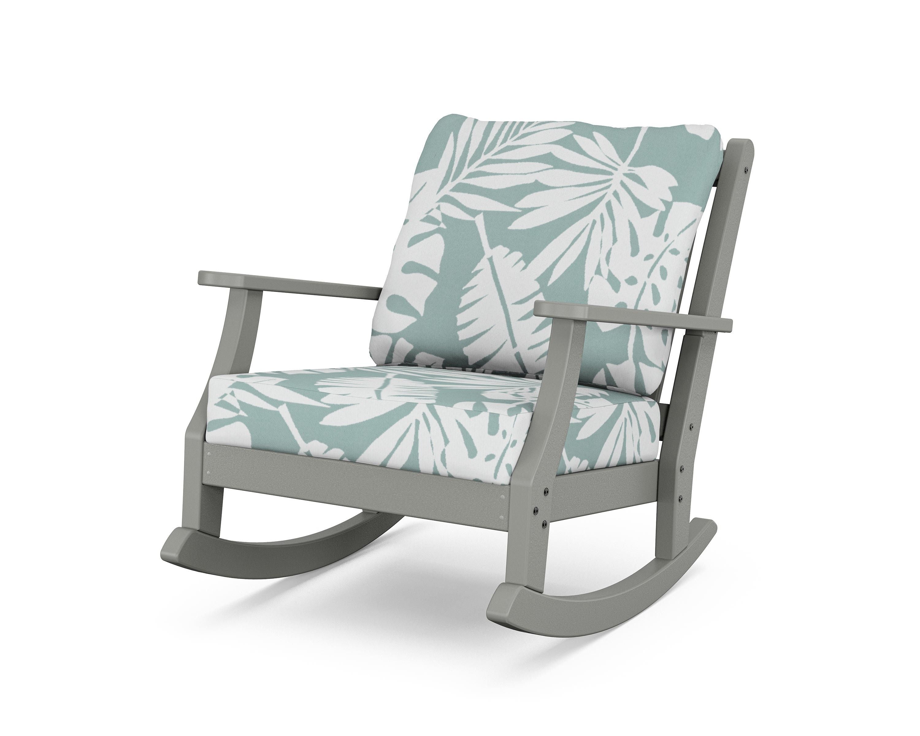 Country Living Wovendale Deep Seating Rocking Chair in Slate Grey / Leaf Glacier Spa