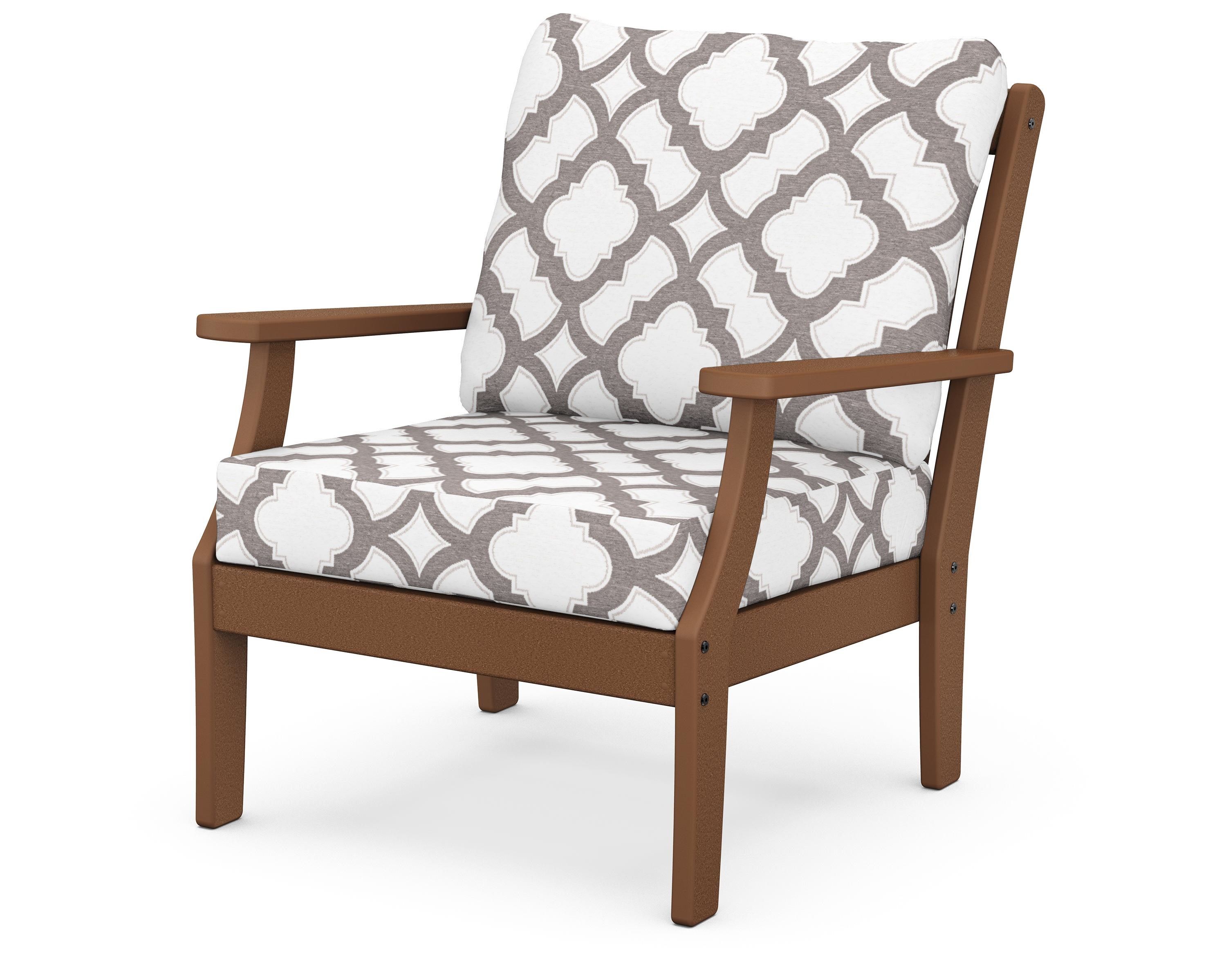 POLYWOOD® Braxton Deep Seating Chair in Teak / Trellis Grey Mist
