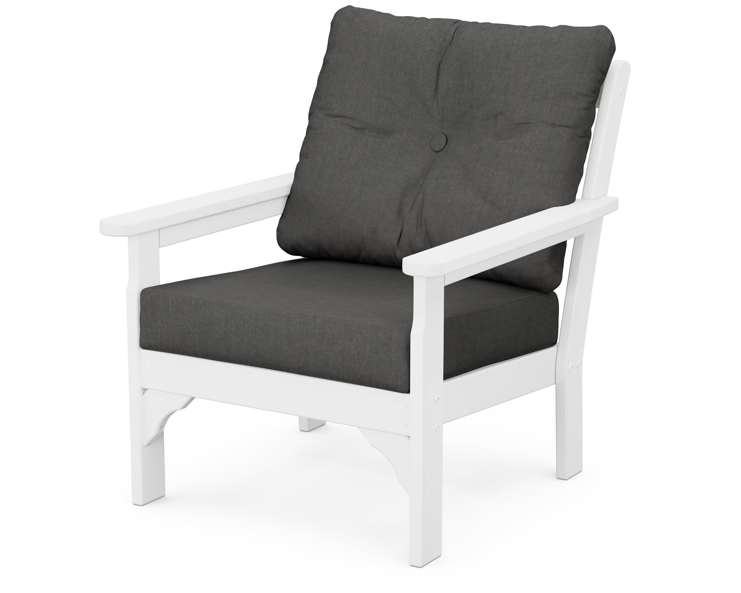 POLYWOOD® Vineyard Deep Seating Chair in White / Spectrum Carbon