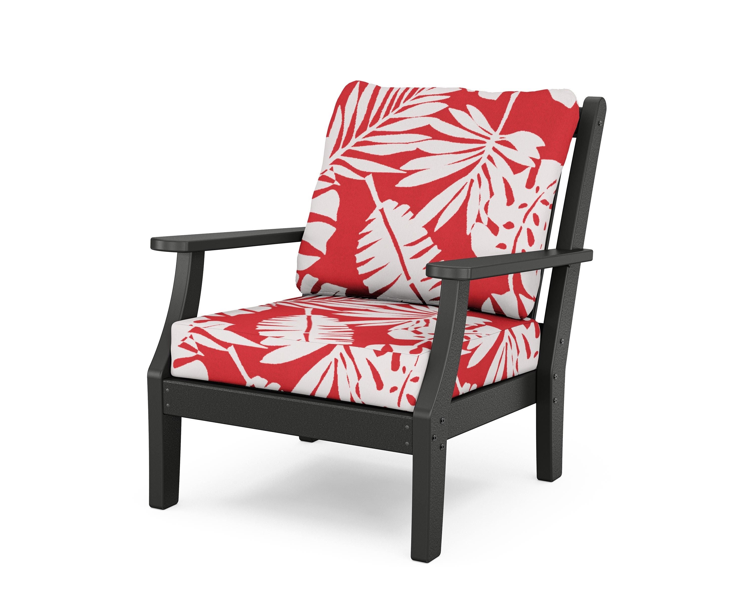 Country Living Wovendale Deep Seating Chair in Black / Leaf Crimson
