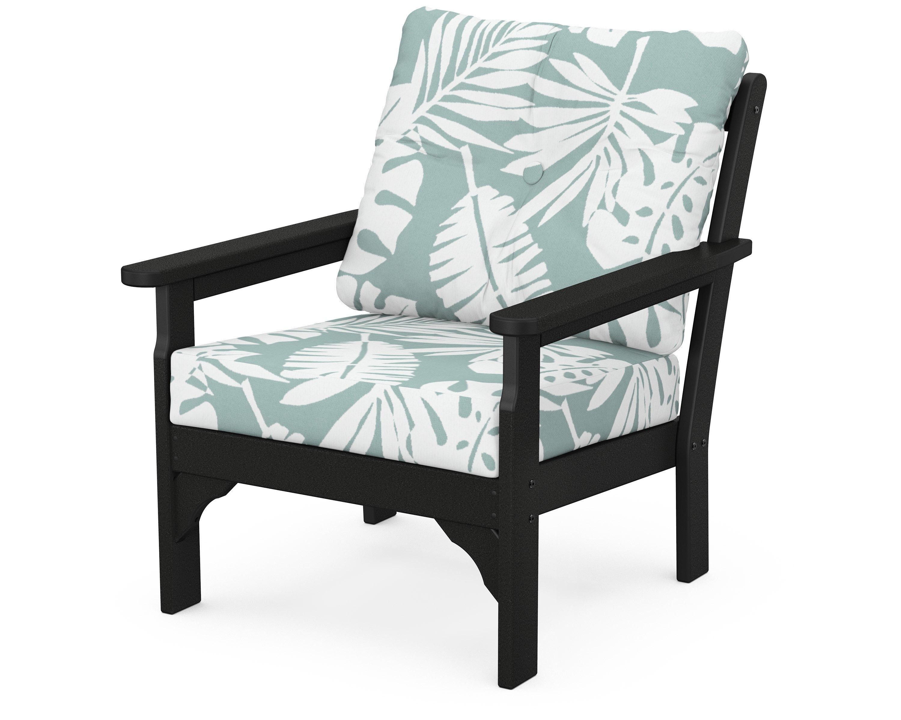 POLYWOOD® Vineyard Deep Seating Chair in Black / Leaf Glacier Spa