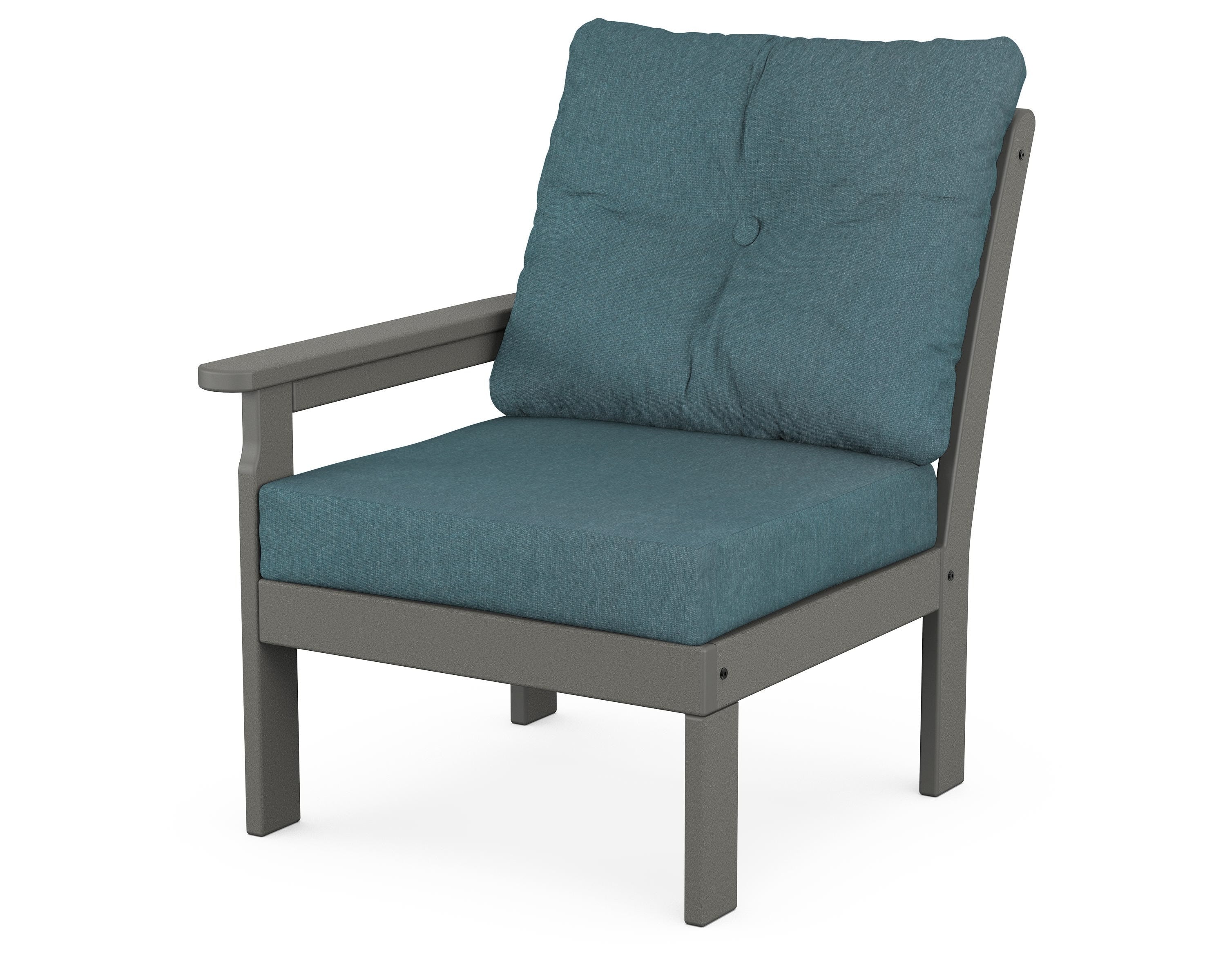 POLYWOOD® Vineyard Modular Left Arm Chair in Slate Grey / Ocean Teal