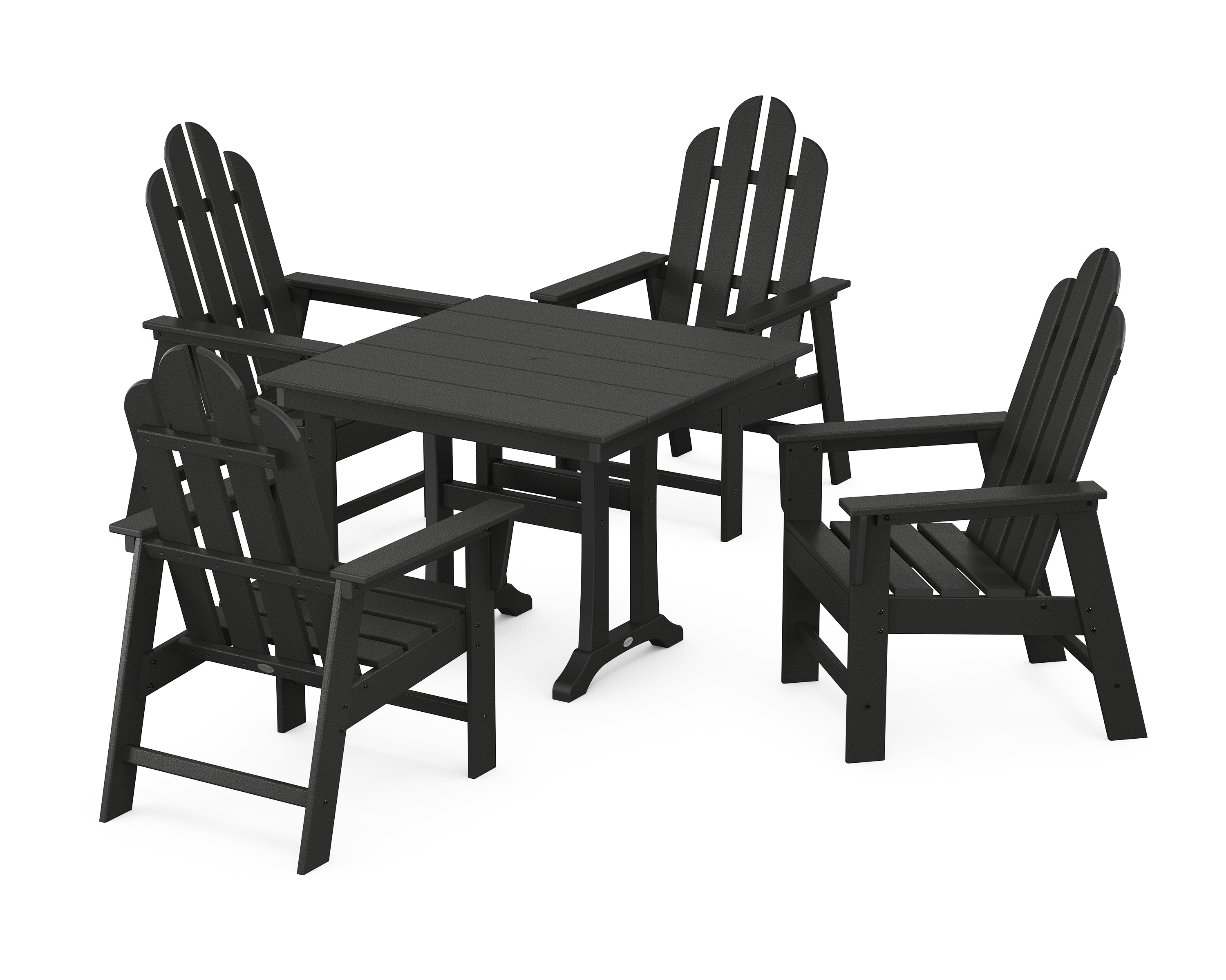 POLYWOOD® Long Island 5-Piece Farmhouse Dining Set With Trestle Legs in Black