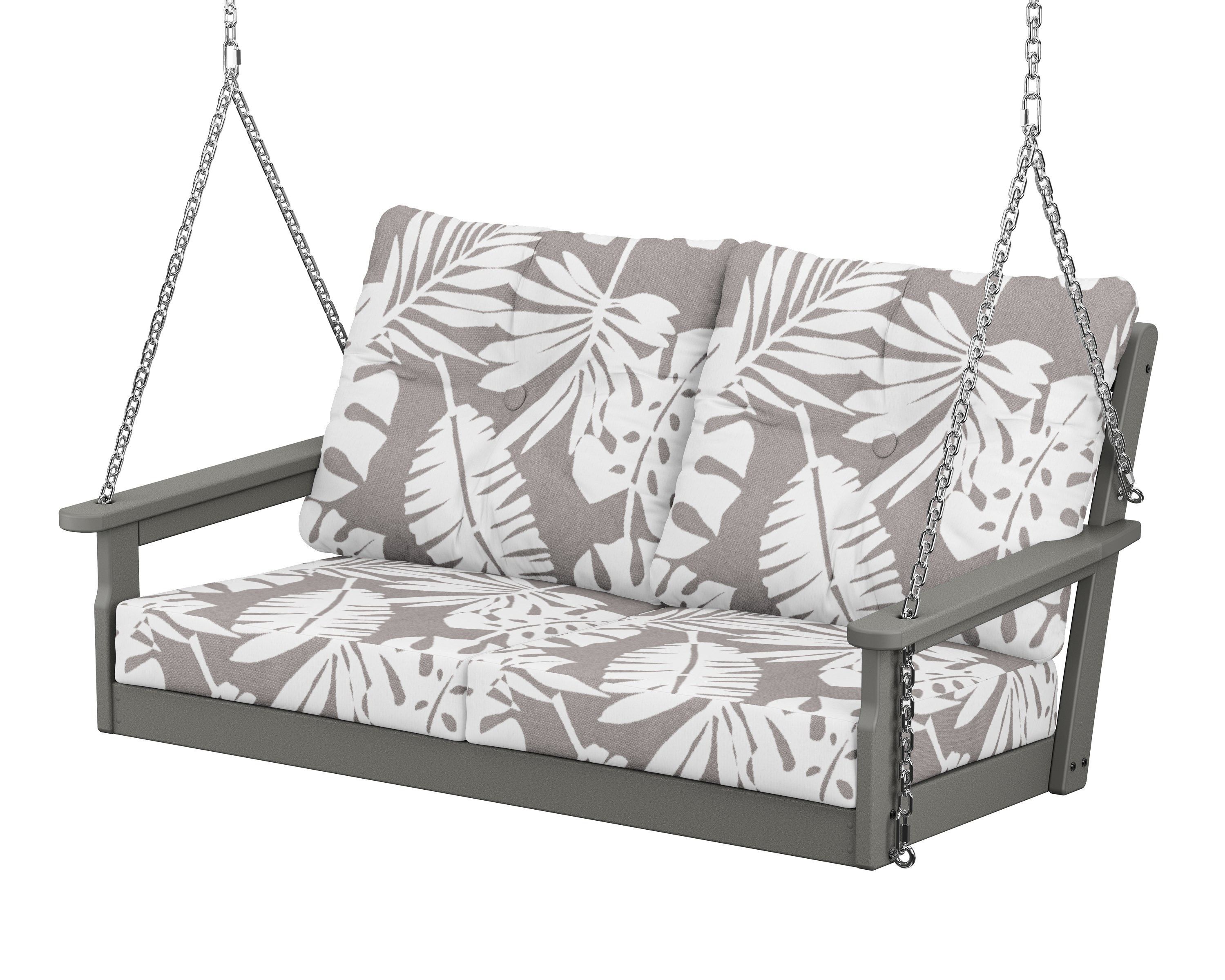 POLYWOOD® Vineyard Deep Seating Swing in Slate Grey / Leaf Grey Mist