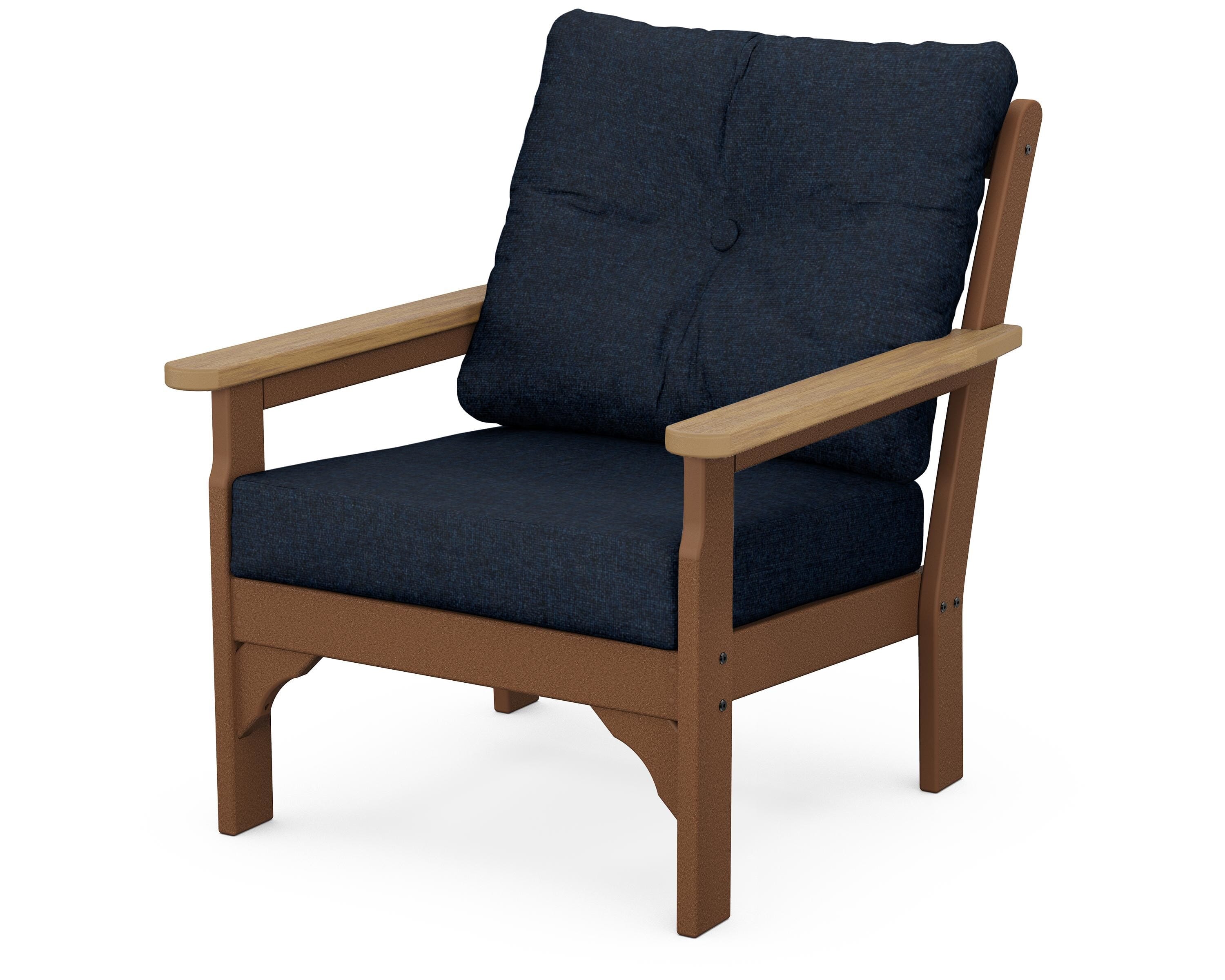 POLYWOOD® Vineyard Deep Seating Chair in Teak / Natural / Marine Indigo