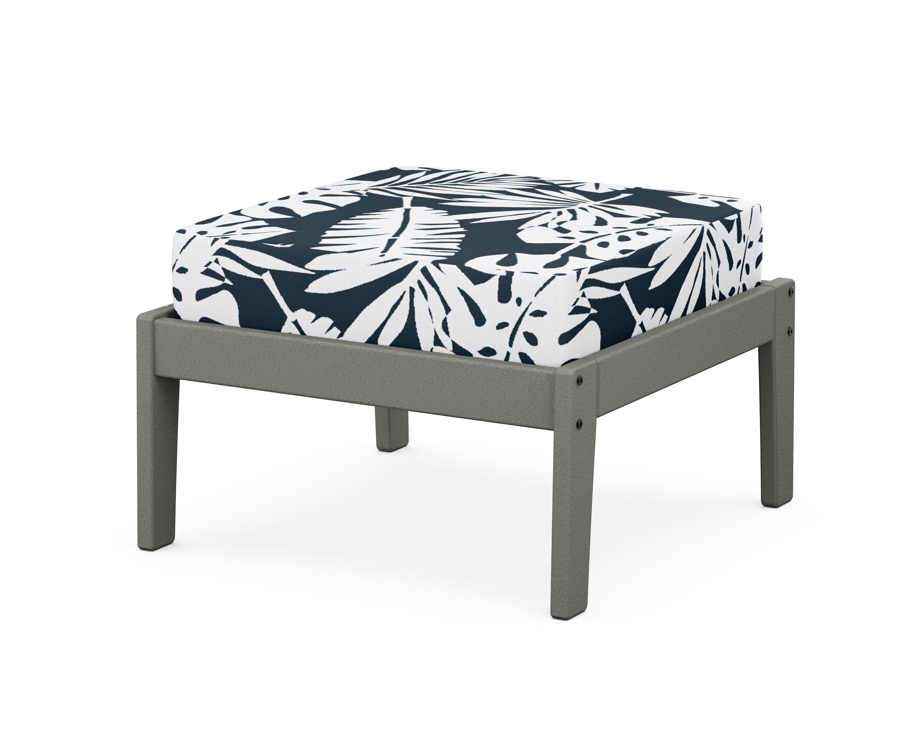 Unbranded Deep Seating Ottoman in Slate Grey / Leaf Marine Indigo