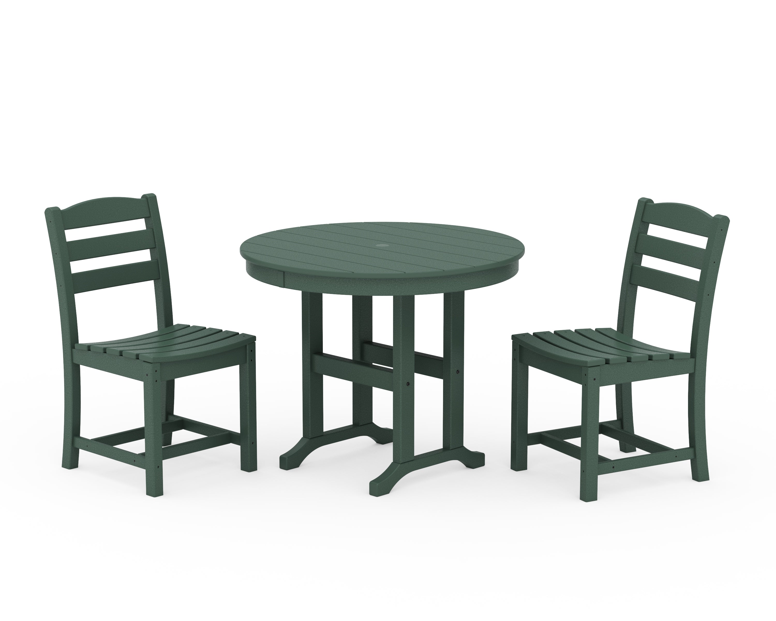 POLYWOOD® La Casa Café Side Chair 3-Piece Round Dining Set in Green