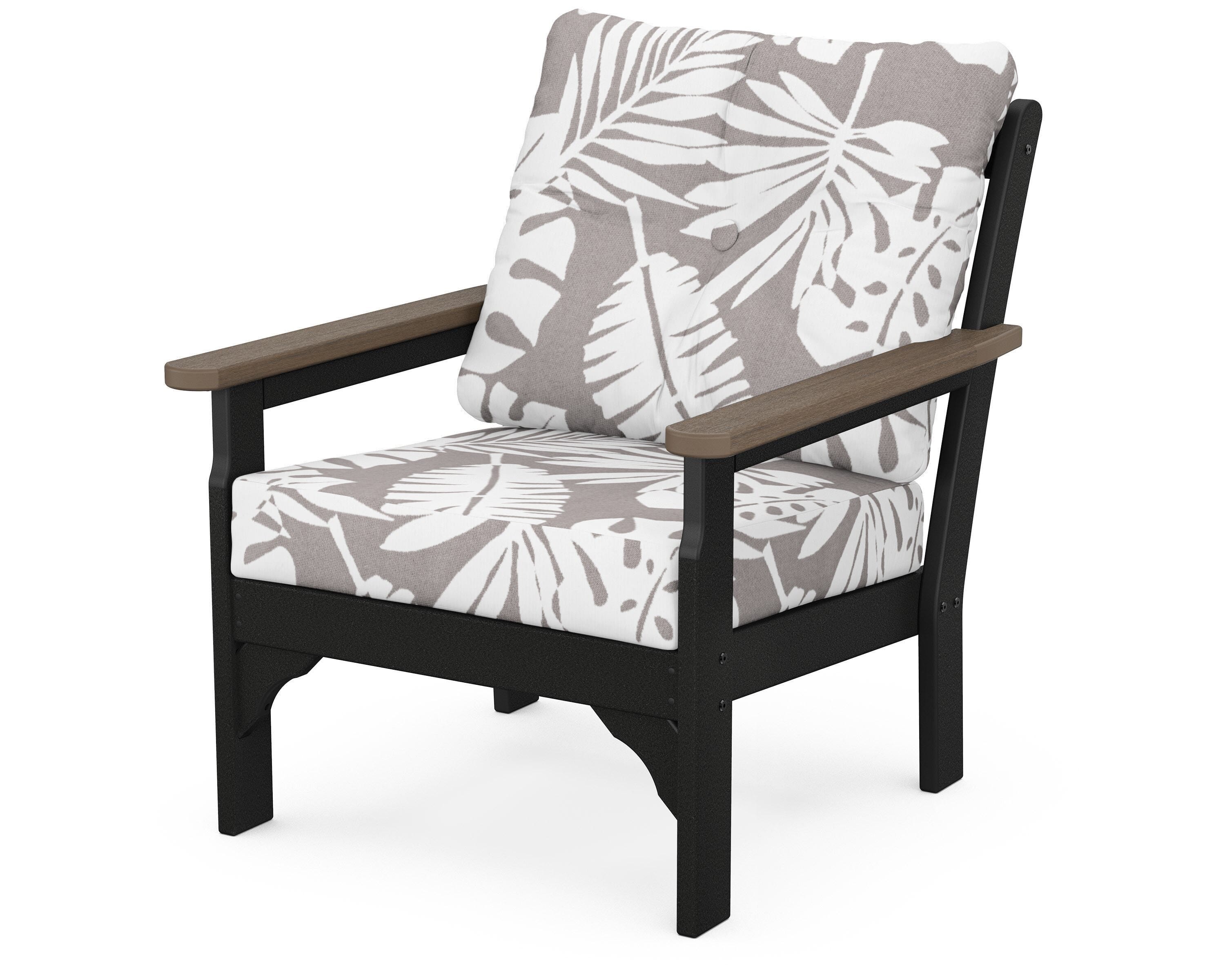 POLYWOOD® Vineyard Deep Seating Chair in White / Kona / Leaf Grey Mist