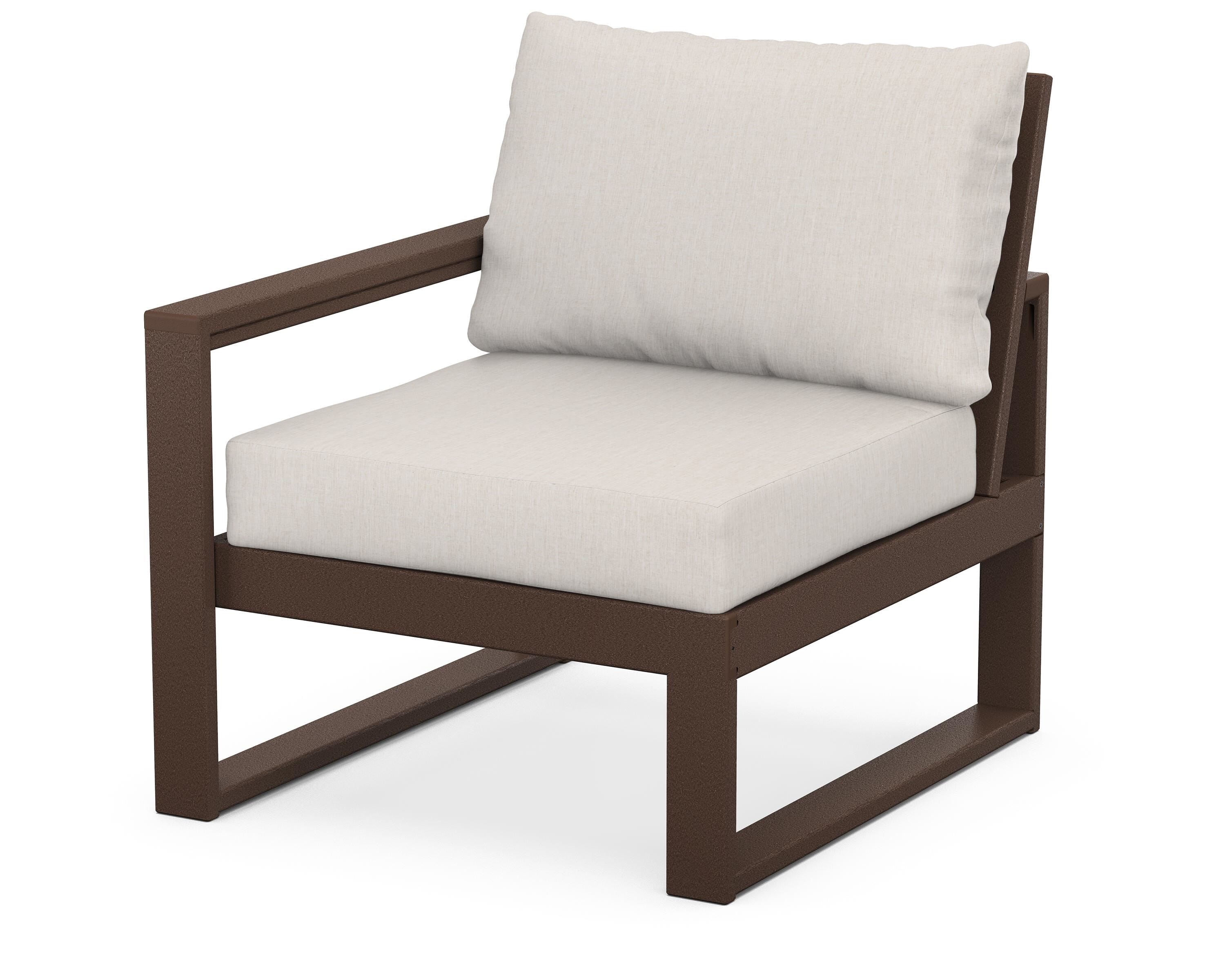 POLYWOOD® EDGE Modular Left Arm Chair in Mahogany / Cast Ash