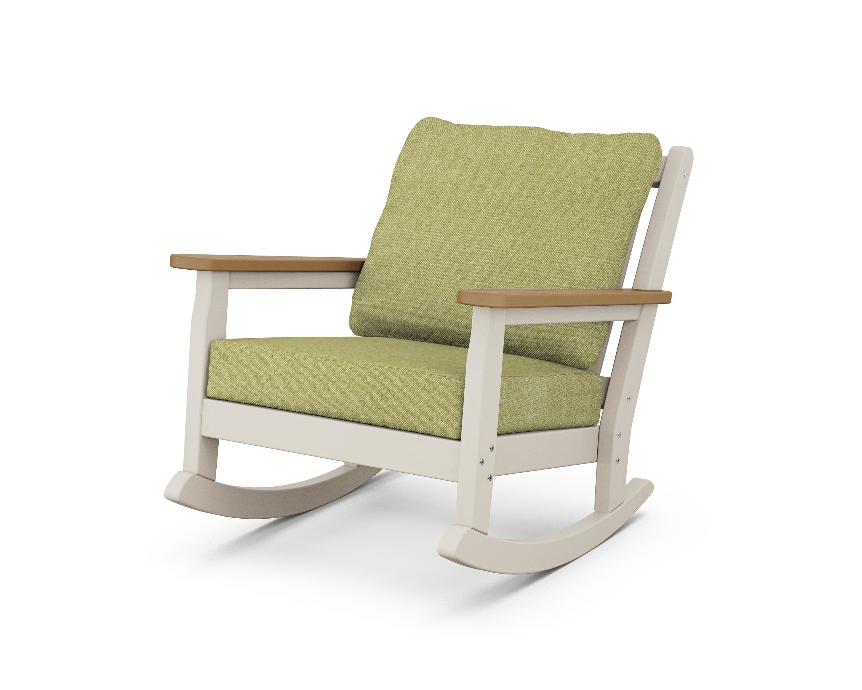 POLYWOOD® Chippendale Deep Seating Rocking Chair in Sand / Natural / Chartreuse Boucle