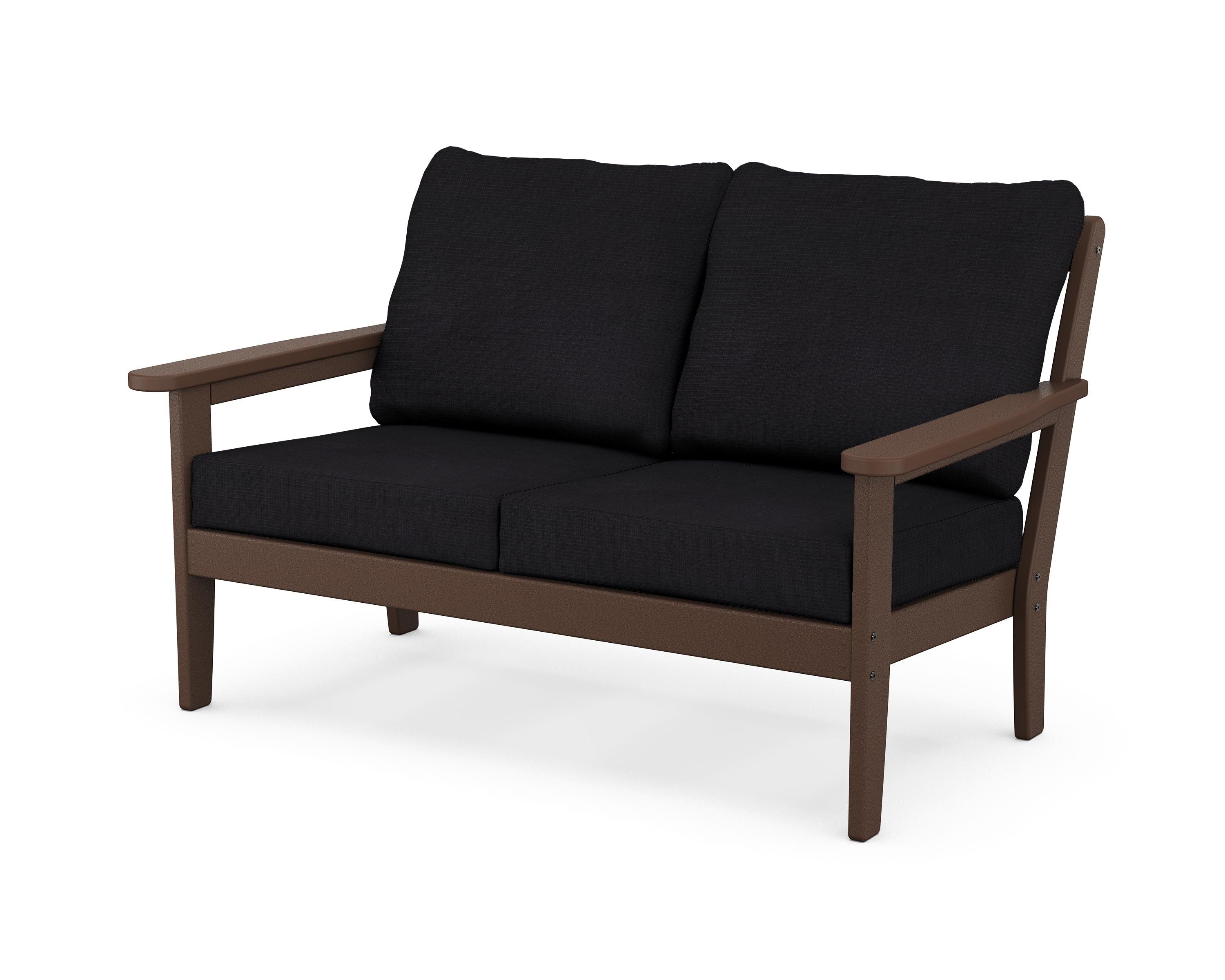 Country Living Cottage Deep Seating Loveseat in Mahogany / Midnight Linen