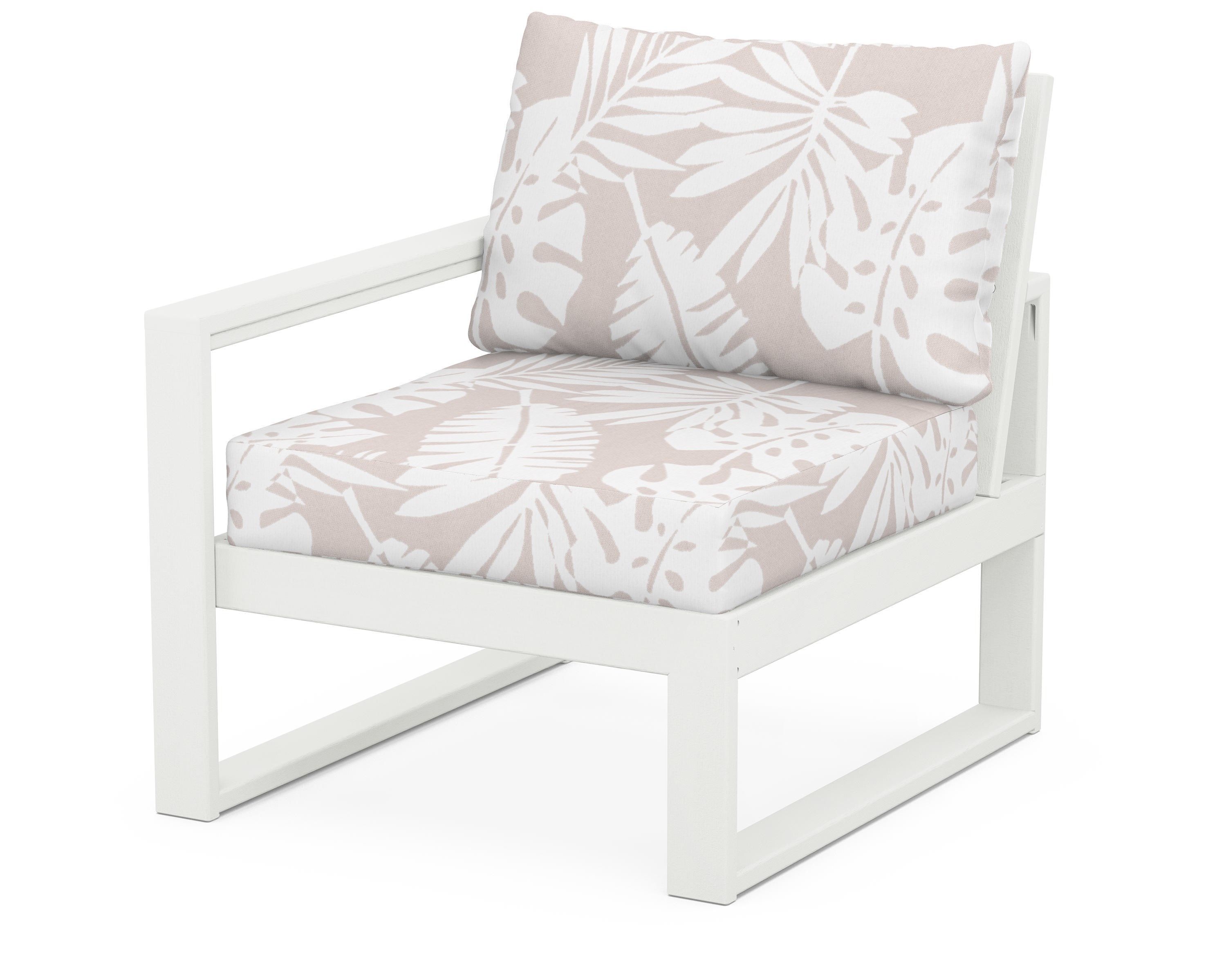 POLYWOOD® EDGE Modular Left Arm Chair in Vintage White / Leaf Dune Burlap