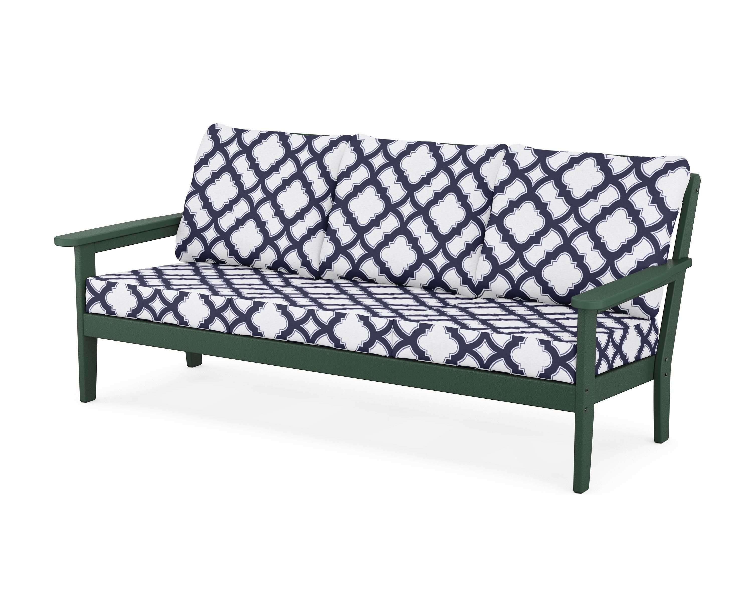 Country Living Cottage Deep Seating Sofa in Green / Trellis Navy