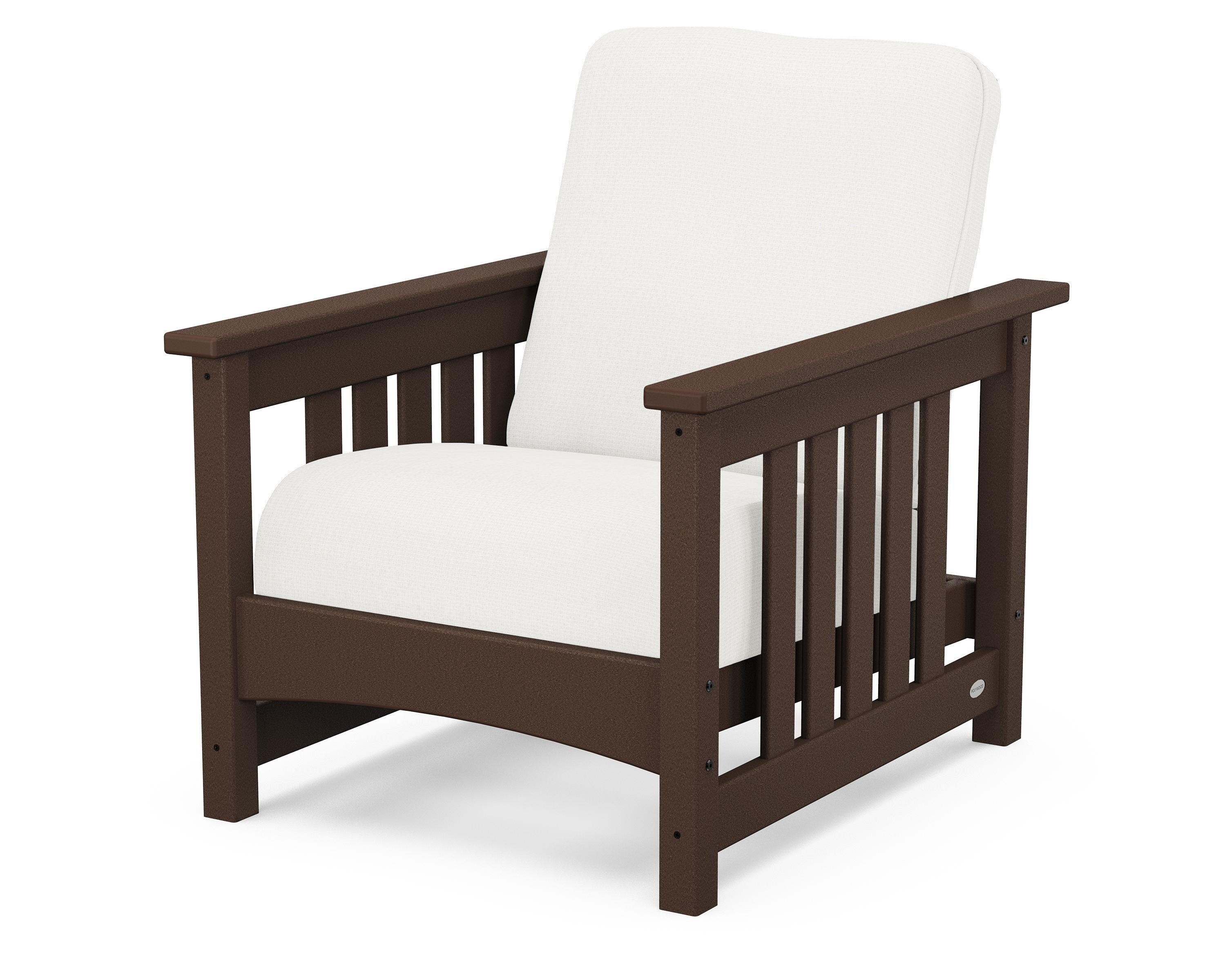 POLYWOOD® Club Mission Chair in Mahogany / Natural Linen
